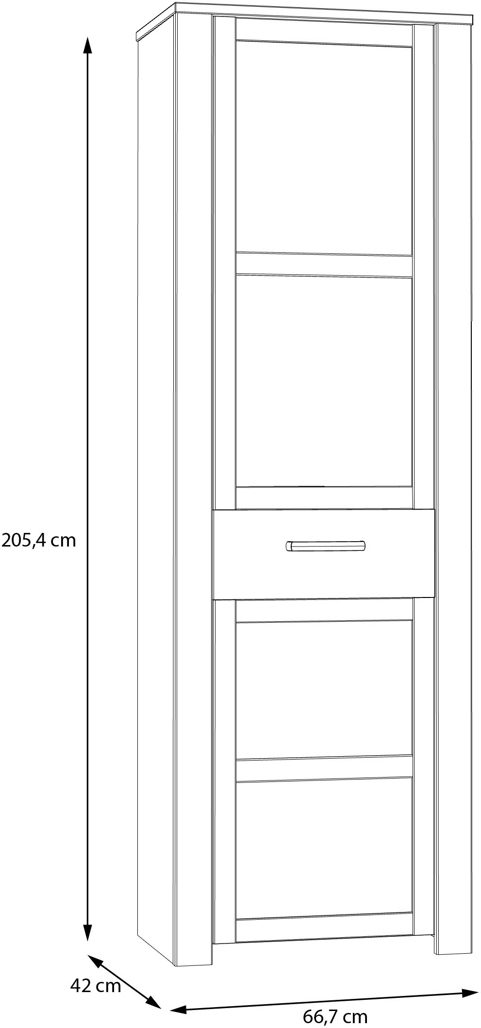 FORTE Garderobenschrank »Garderobenschrank, Höhe 205,4cm, Soft Close, ausziehbare Kleiderstange« B/H/T 66,7/205,4/42 cm