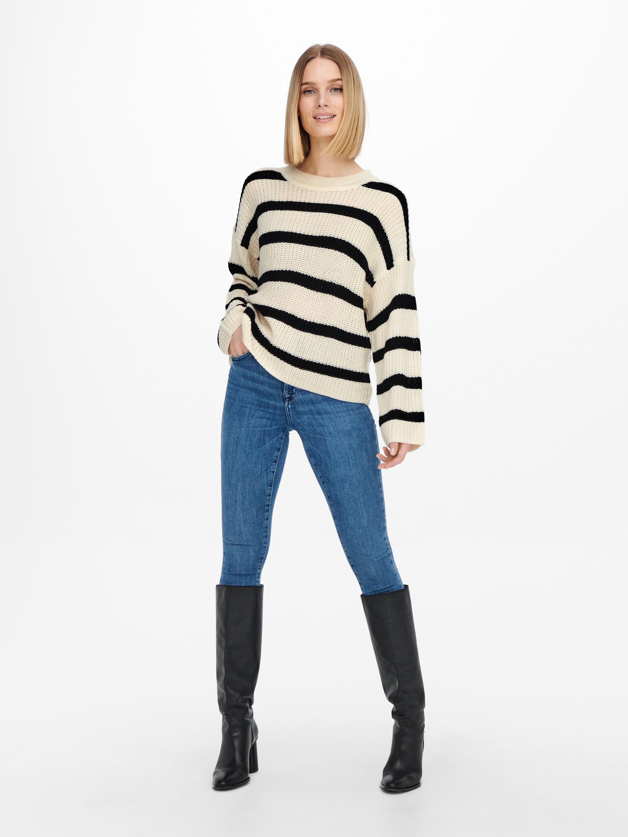 JDY Strickpullover »JDYJUSTY L/S STRIPE PULLOVER KNT NOOS«