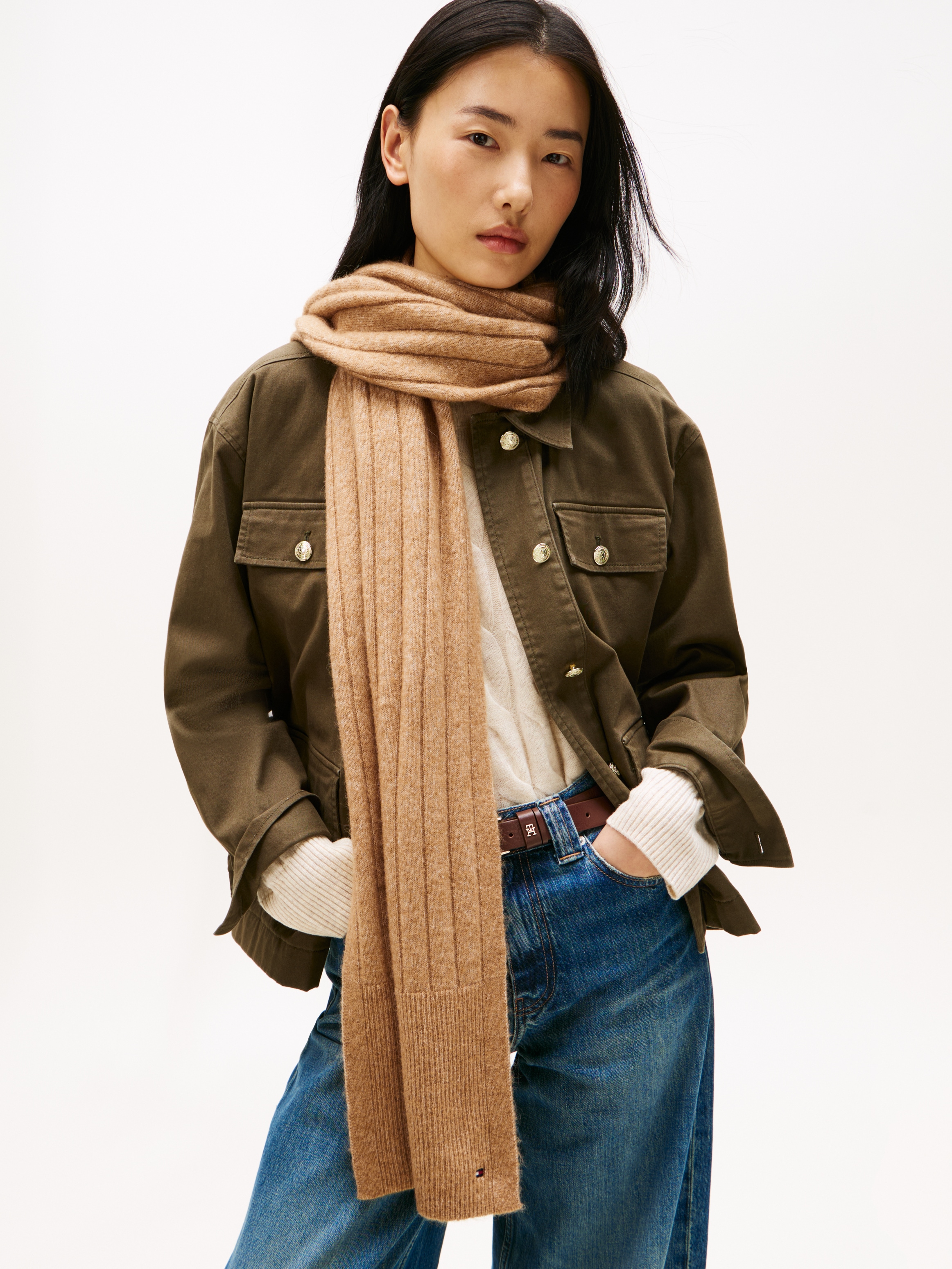 Tommy Hilfiger Schal »TH FLAG FLUFFY« Maße 190X35 cm, mit Wolle