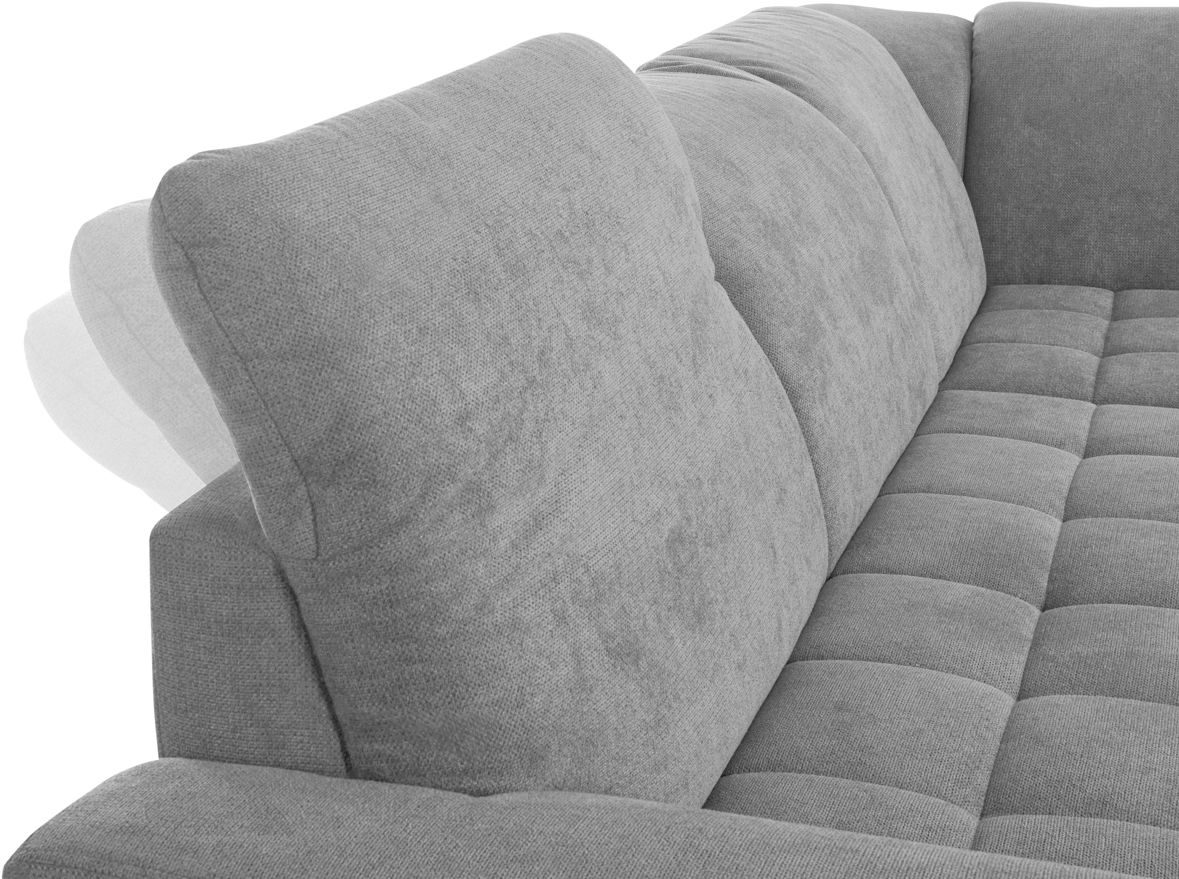 DOMO collection Ecksofa »Franzi, zeitlos und elegant, moderne Sitzheftung, L-Form«, wahlweise mit Kopfteilverstellung (dann Breite: 275 cm)