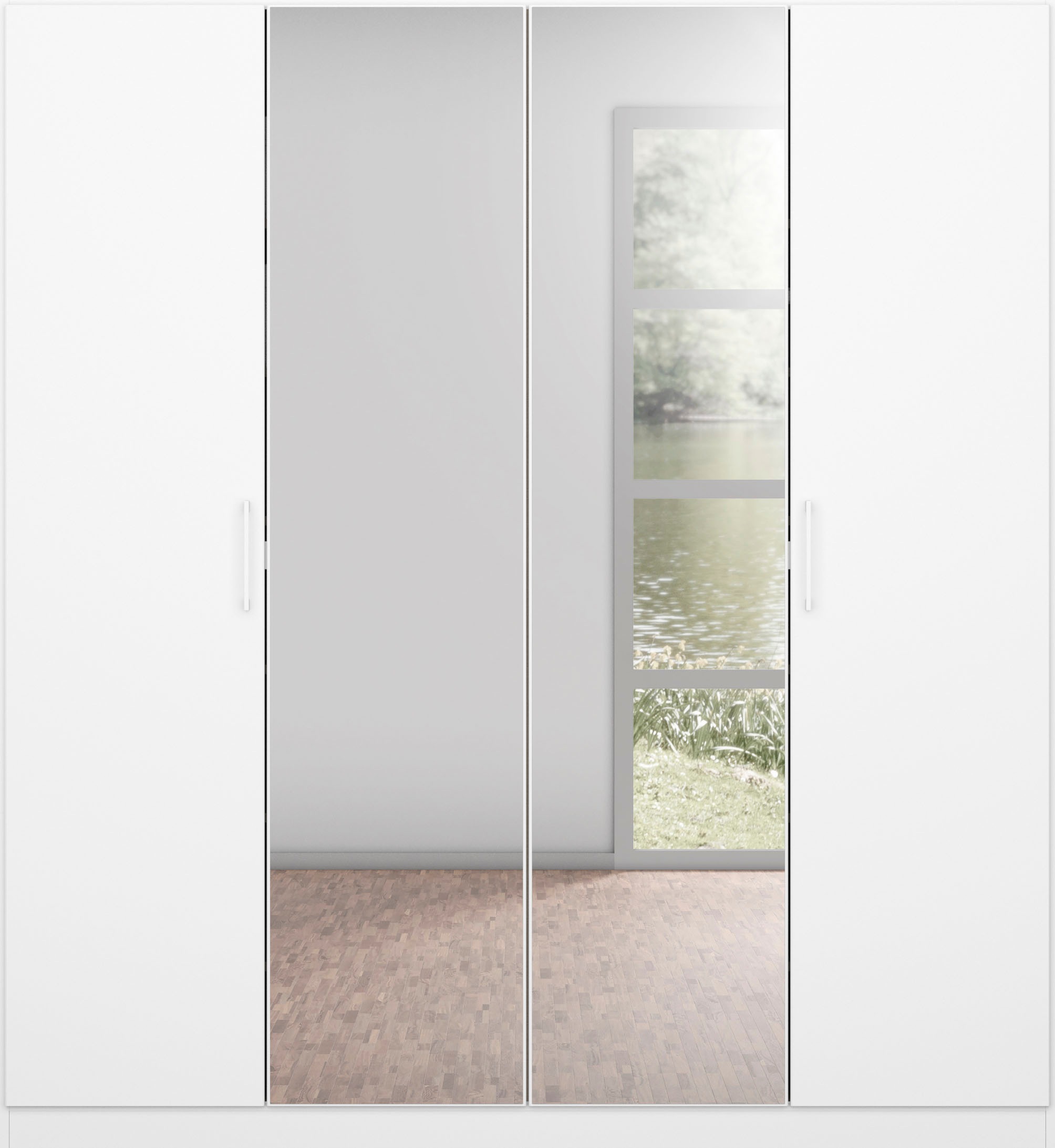 rauch Drehtürenschrank »Kleiderschrank Schrank Garderobe Wäscheschrank COSMO«, mit zusätzlichen Einlegeböden, Metallgriffe in Weiß MADE IN GERMANY