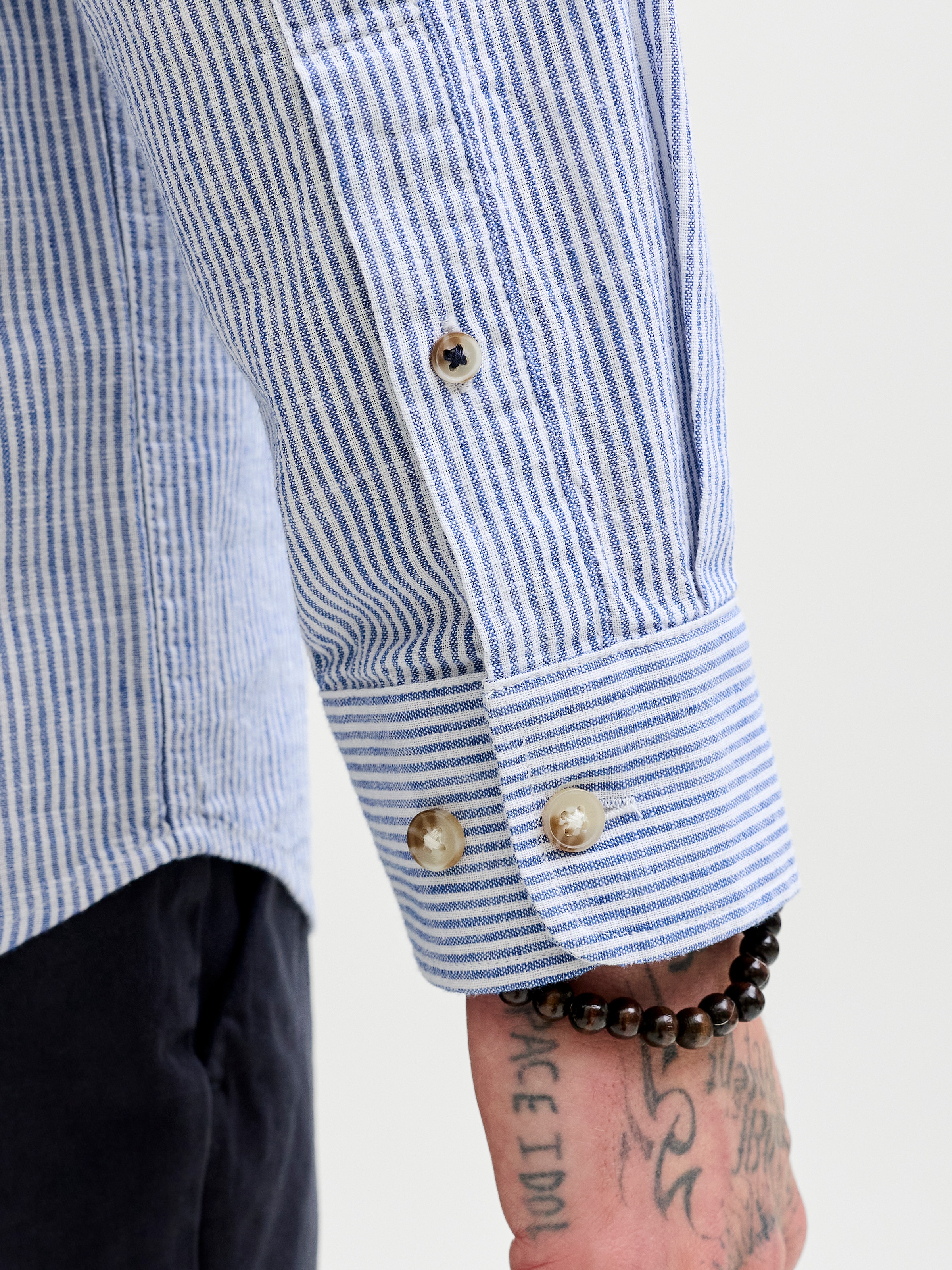 Jack & Jones Langarmhemd »JJESUMMER LINEN BLEND BAND SHIRT L/S SN« Baumwollmischung, regular fit