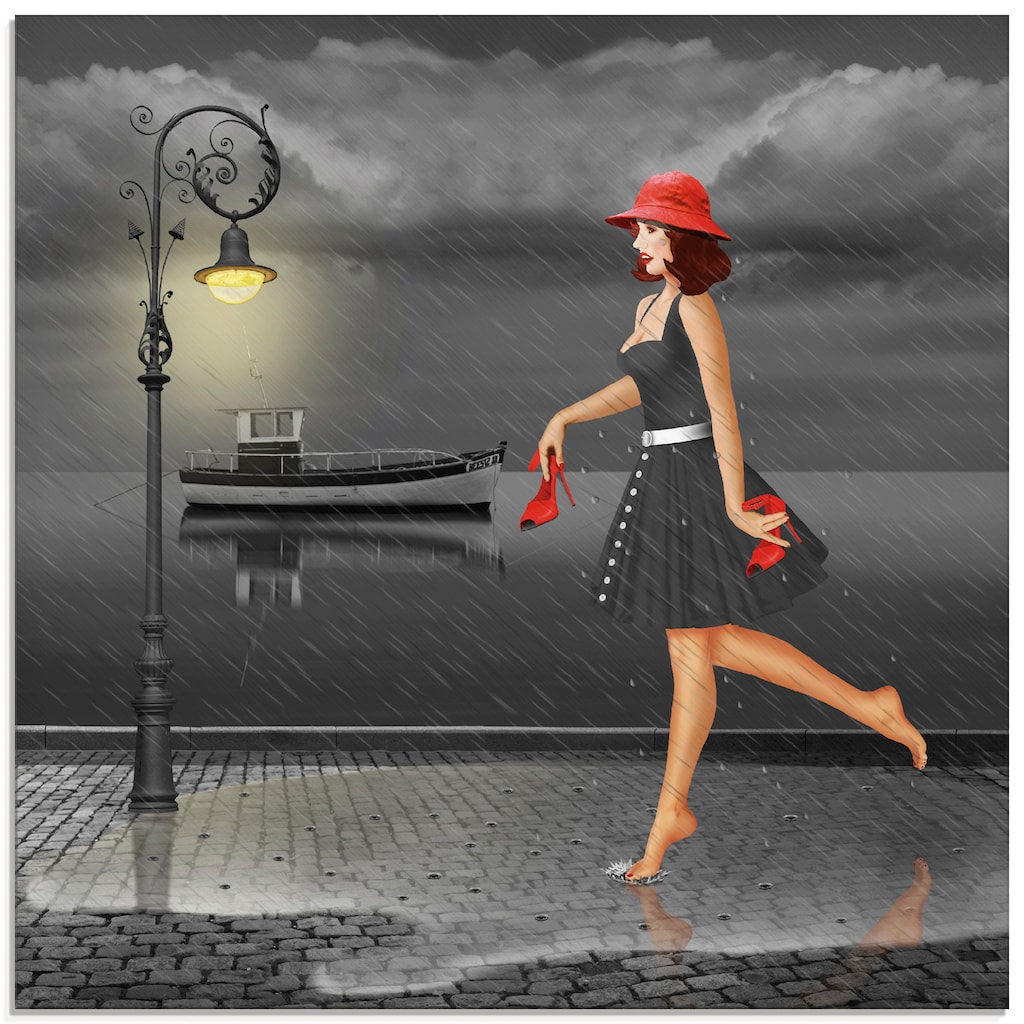Artland Glasbild »Tanzen im Regen«, Frau, (1 St.)