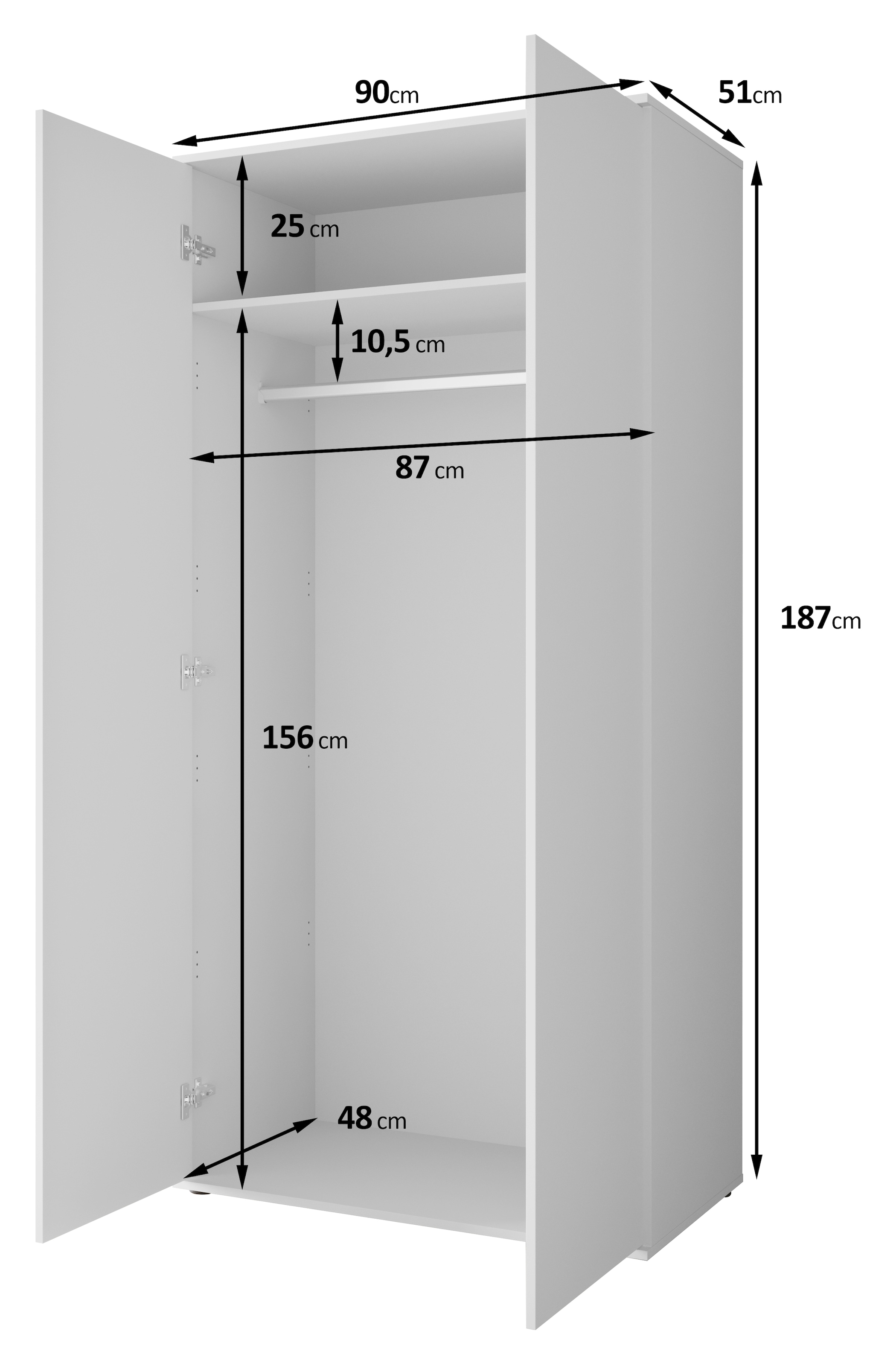 INOSIGN Kleiderschrank »LAGOS Wäscheschrank, Garderobe, schwarze Griffe, Made in Europe«, Moderner Drehtürenschrank, FSC-zertifiziert, melaminbeschichtet