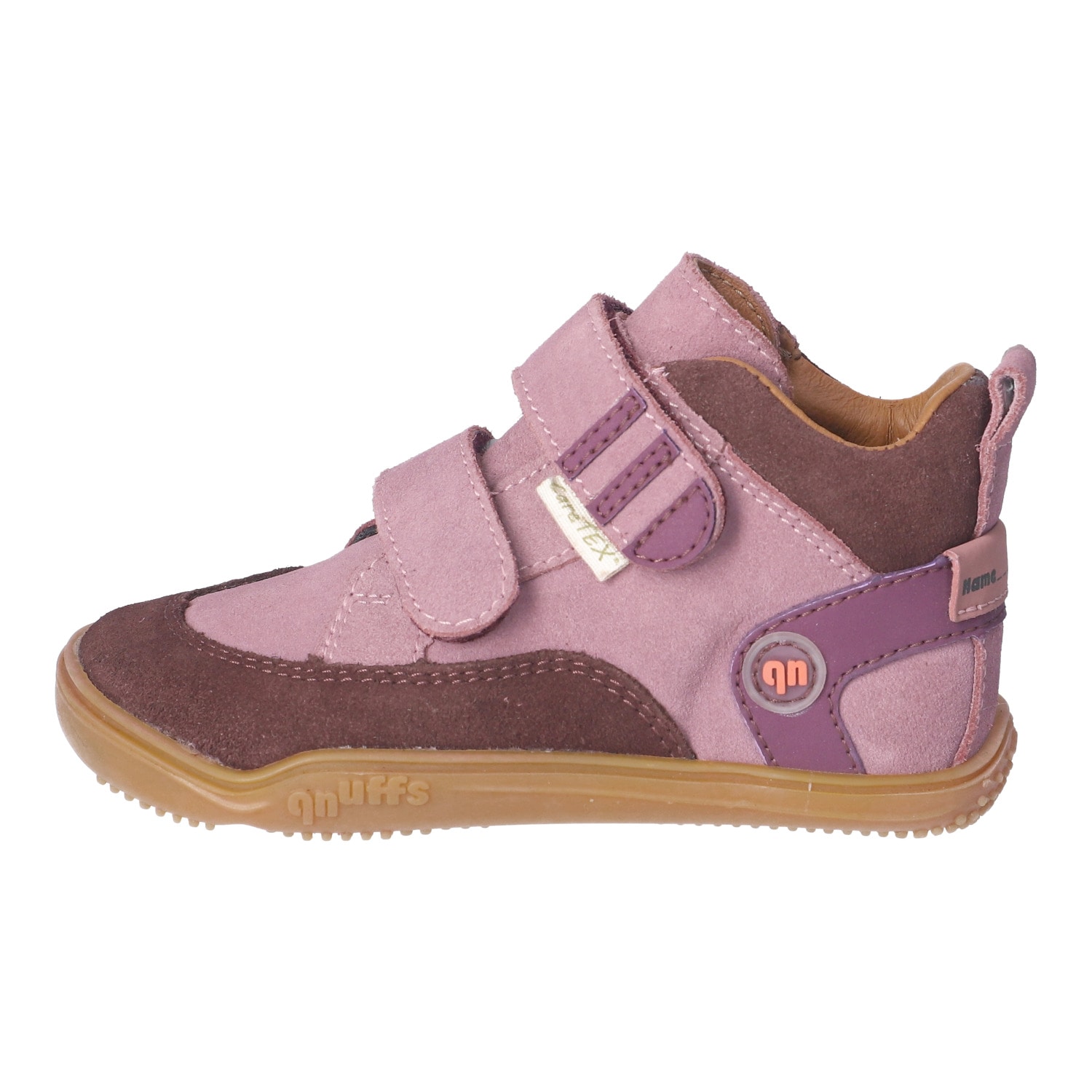 qnuffs Barfußschuh »Kastanie«  Klettschuh, mit Namensschild an der Ferse, kürzbarer Klettriemen