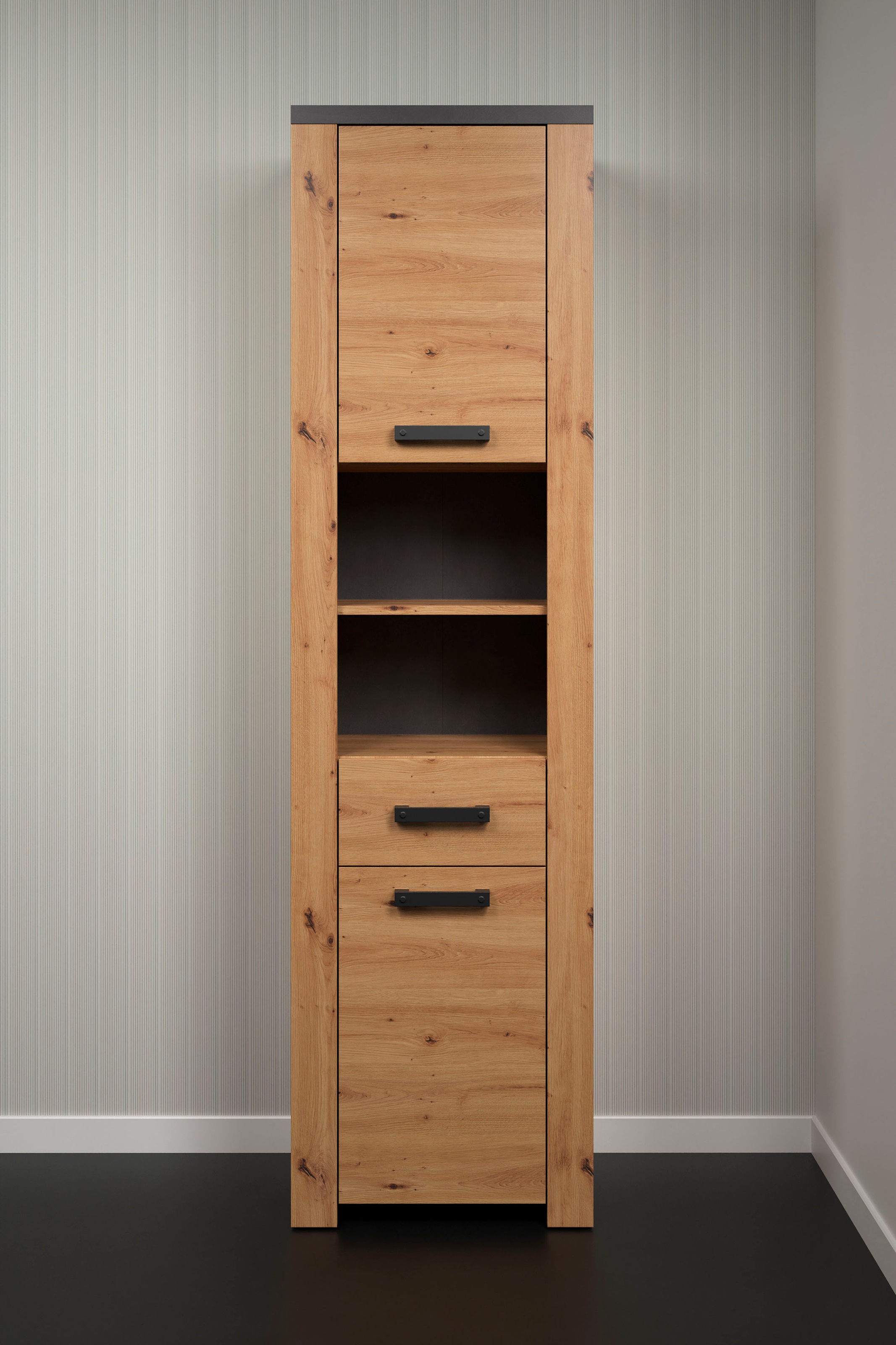 Home affaire Hochschrank »Ambres«, (1 St.), Badschrank in matter Echtholzoptik - Maße (B/T/H) 53/35/196 cm