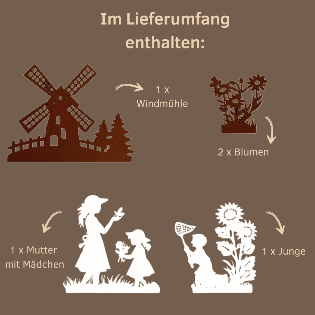 Weigla Dekofigur »Figurenset "Sommeridylle" für WEIGLA Dekosockel, aus Holz« Erzgebirge garantiert, Deko für das ganze Jahr