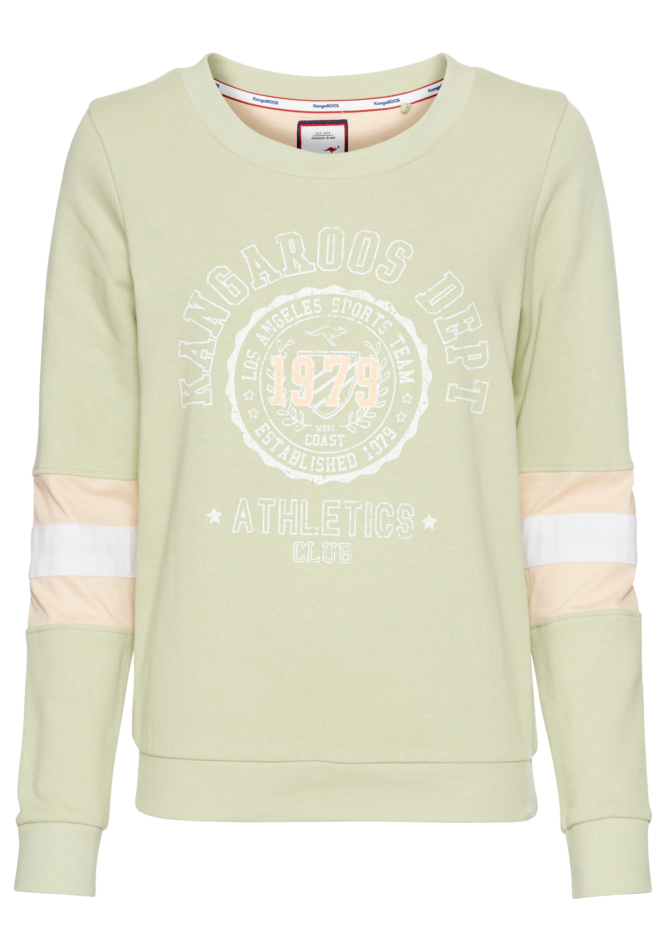 KangaROOS Sweatshirt, Langarm, figurumschmeichelnde Passform, bedruckte Optik