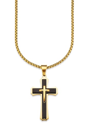 Kette mit Anhänger »Schmuck Geschenk, Halskette Kreuz Venezianerkette Gold Schwarz«