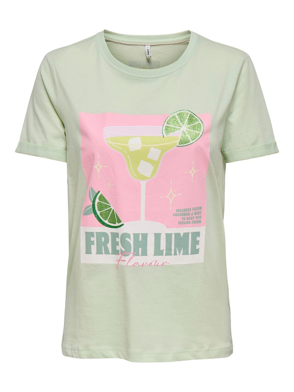 ONLY T-Shirt »ONLKITA S/S DRINKS TOP BOX JRS« Baumwolle, regular fit, Rundhals