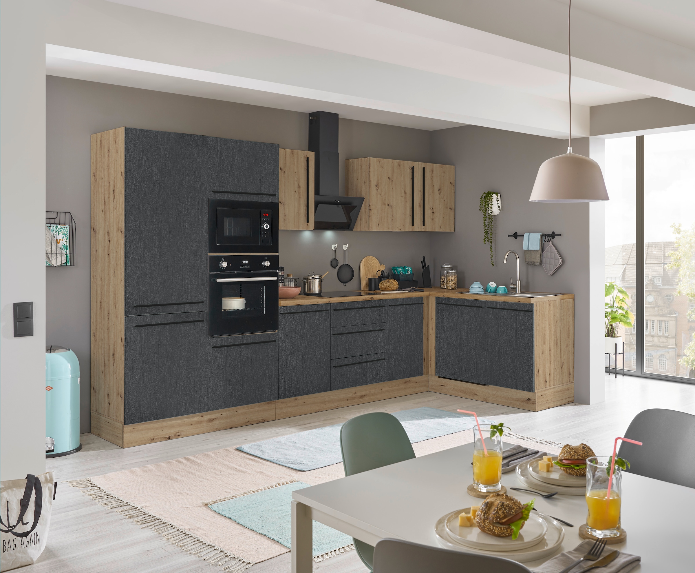 KOCHSTATION Winkelküche »Florida, Stellbreite 340x175 cm«, wahlweise mit E-Geräten, mit Softclose für Türen und Schubkästen