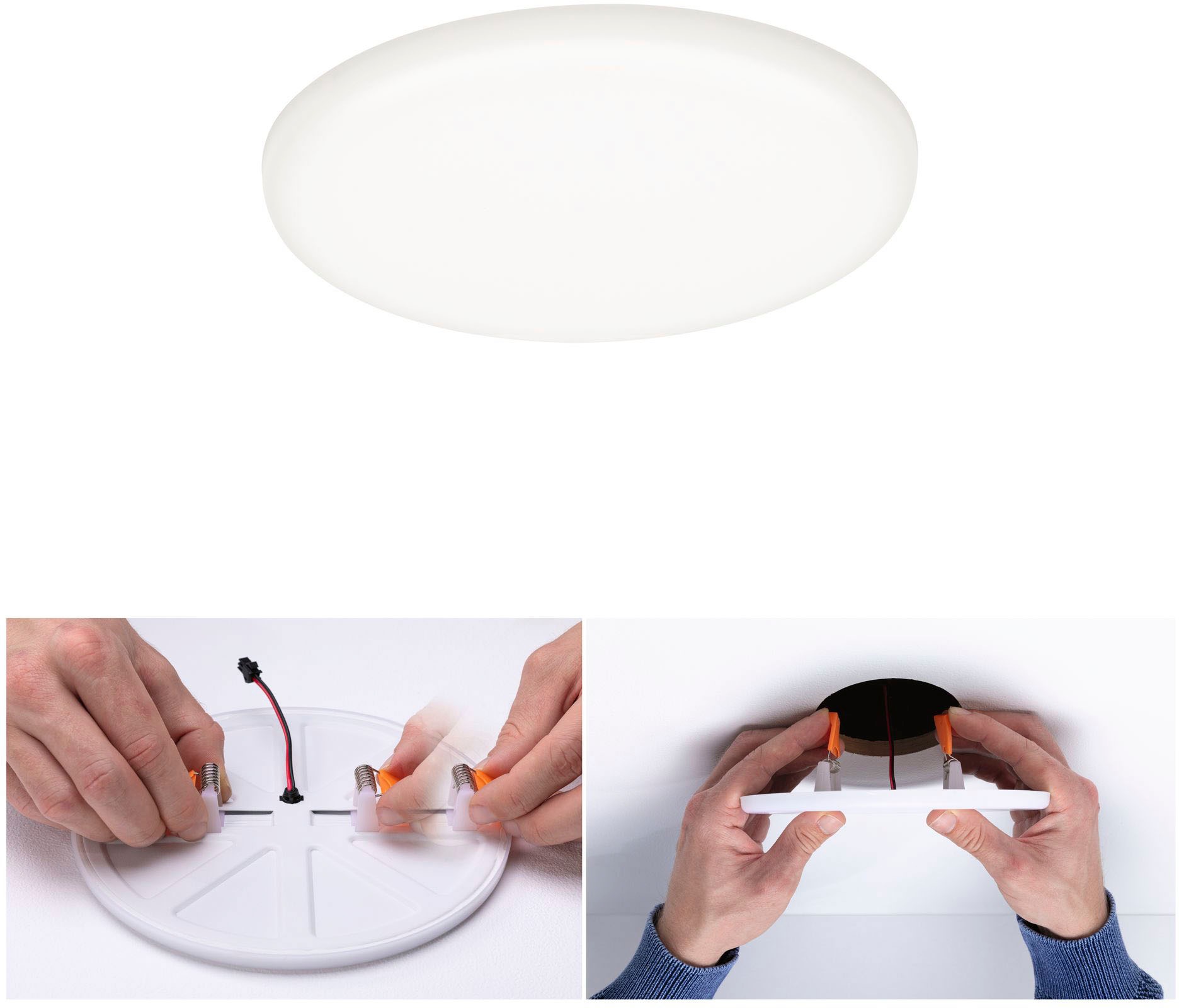 Paulmann LED Einbauleuchte »LED Einbaupanel Veluna VariFit IP44 rund 125mm 8,5W 4.000K Satin«, 1 flammig, LED Einbaupanel Veluna VariFit IP44 rund 125mm 8,5W 4.000K Satin