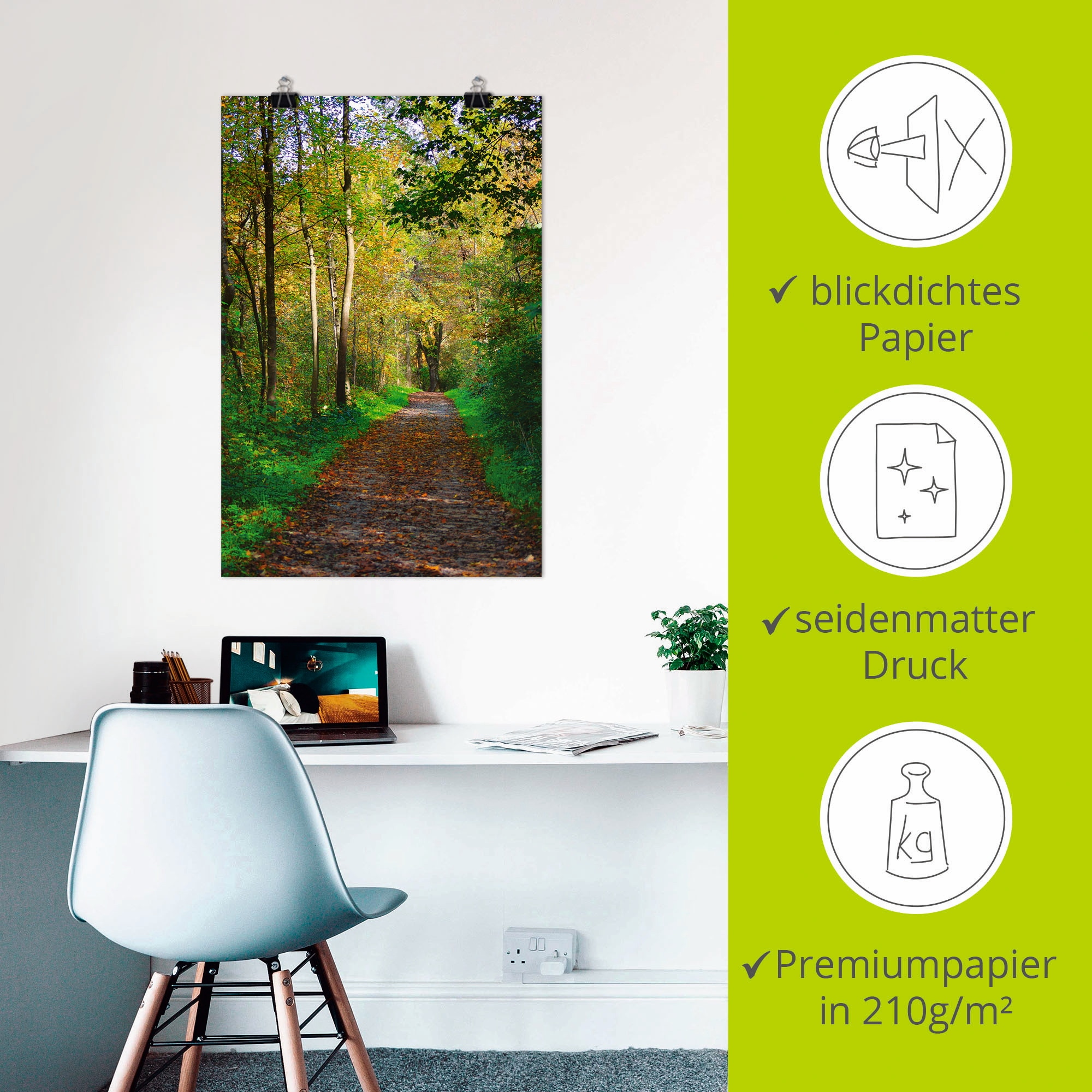 Artland Wandbild »Weg im Herbst Wald«, Wald, (1 St.), als Poster, Wandaufkleber in verschied. Größen