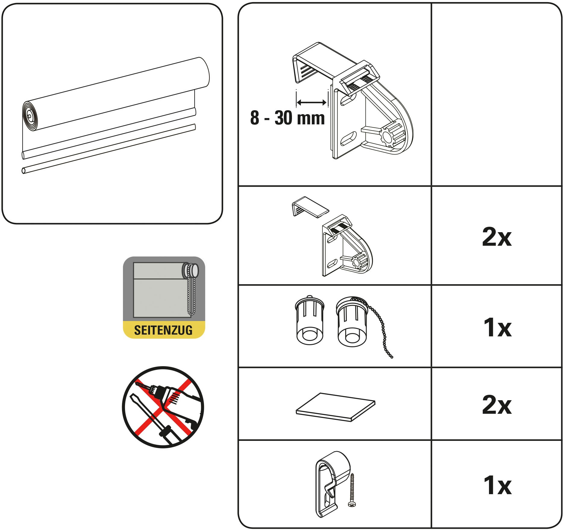 GARDINIA Seitenzugrollo »weiß / Dekor« blickdicht Sichtschutz ohne Bohren freihängend Klemmträger mit Feststellschraube