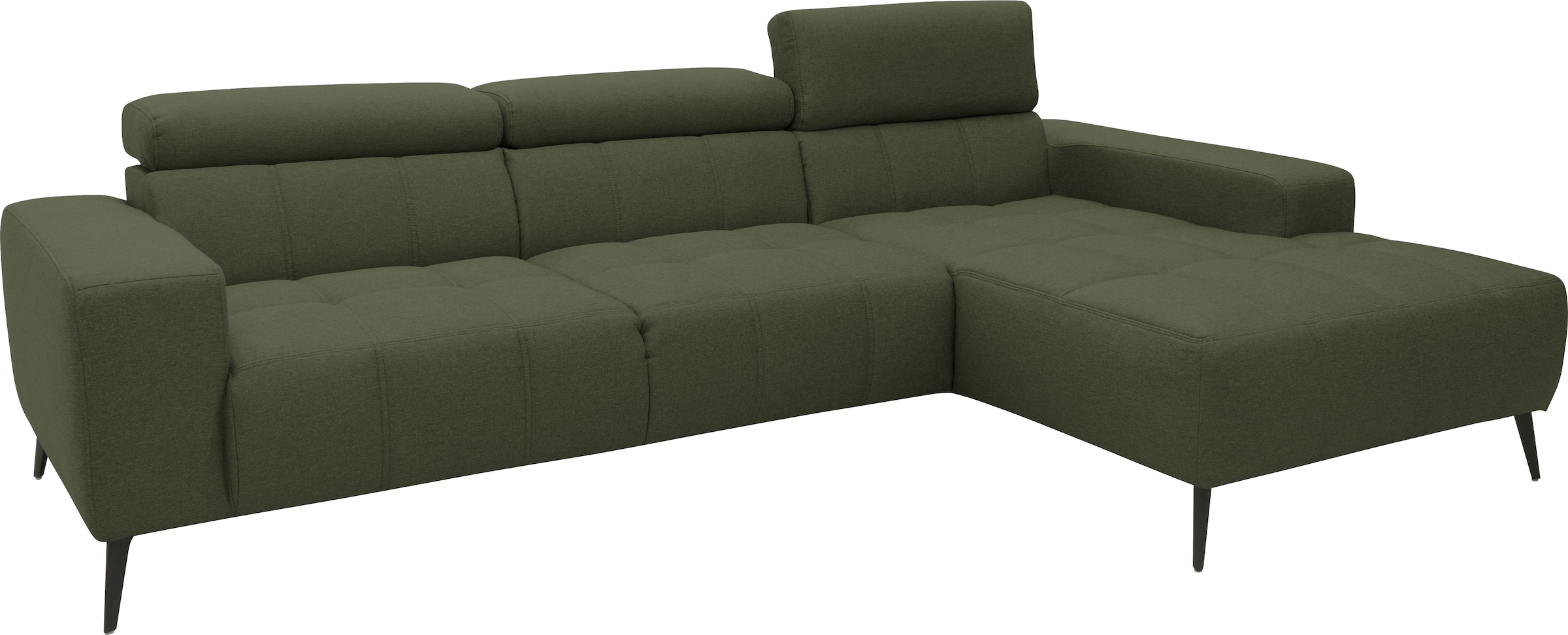 DOMO collection Ecksofa »Trento L-Form, mit Kufenfuß oder Einzelfuß«, wahlweise mit Kopfteilverstellung, Recamiere links/rechts bestellbar