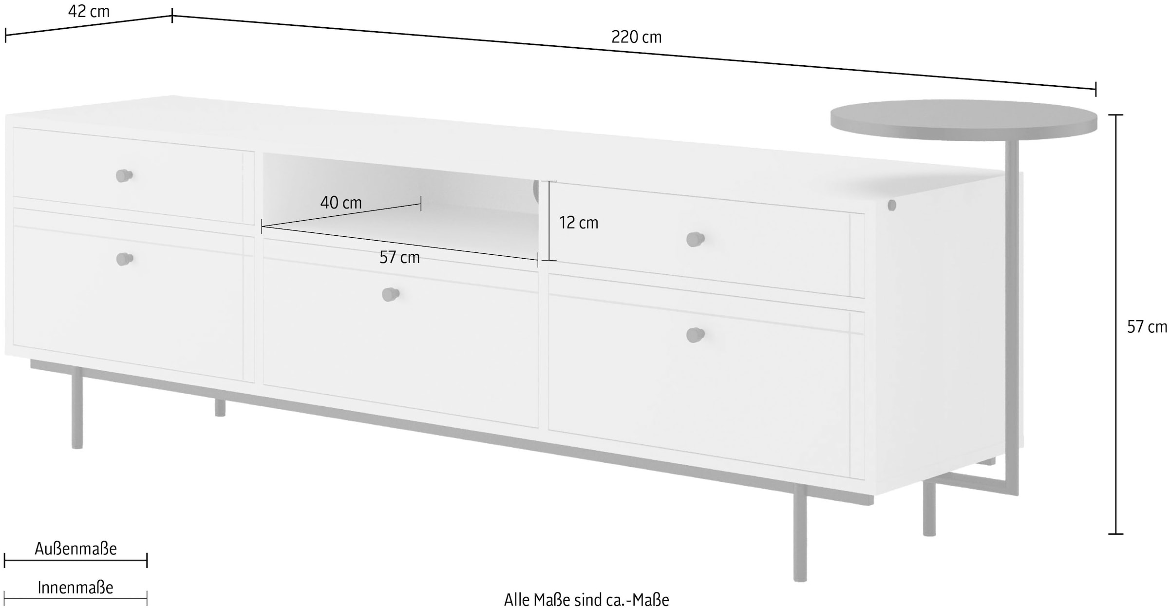 Home affaire TV-Board Seitlicher Design-Beistelltisch-stilvoll und funktional.