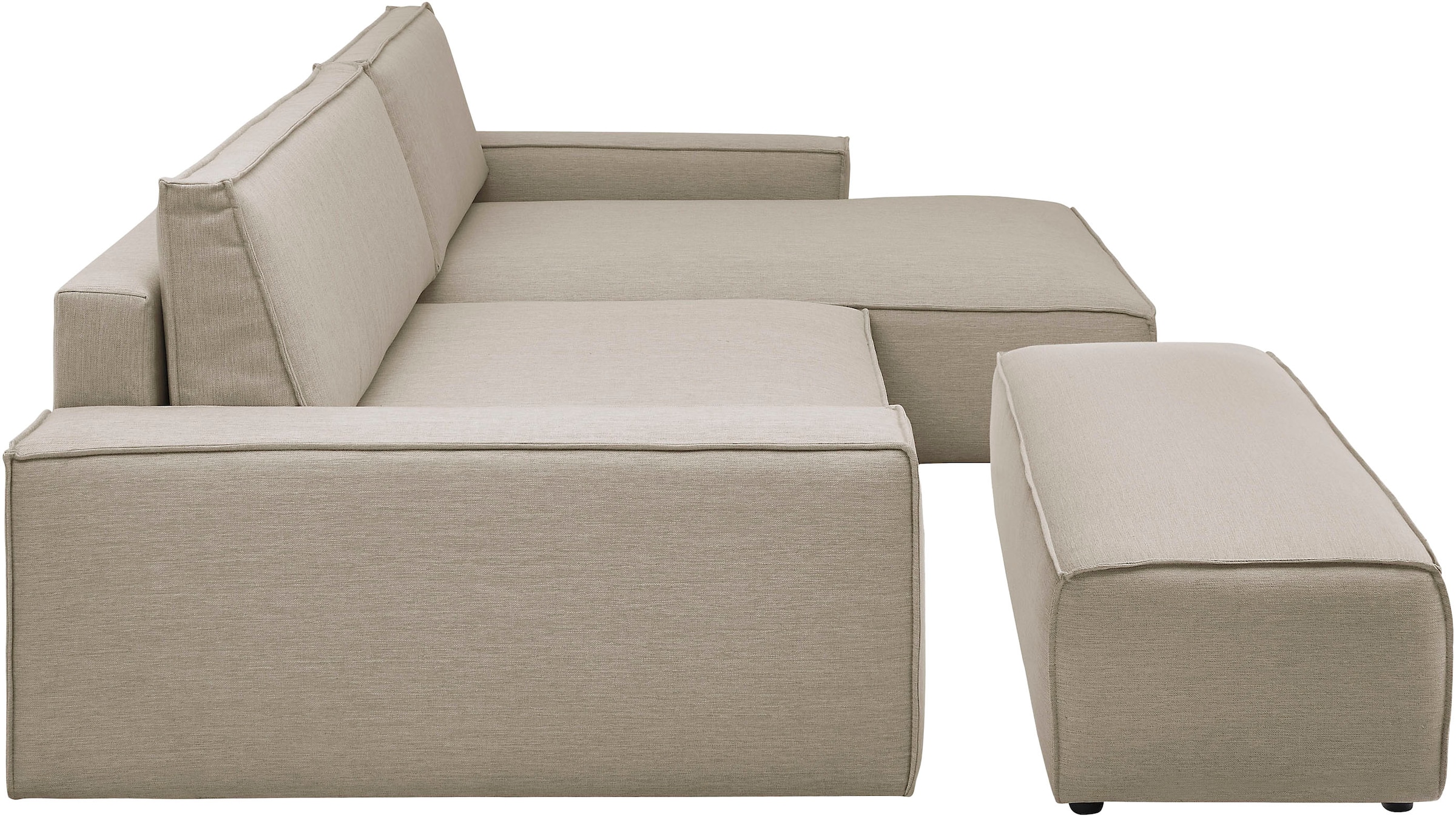 Home affaire Polsterecke »NEU: SHERWOOD XXL tief, L-Form mit Schlaffunktion, Big-Sofa mit Hocker«, (Set, 2 St.), stellbar zum Schlafsofa (Krokodilverbinder), Cord, Leinenoptik