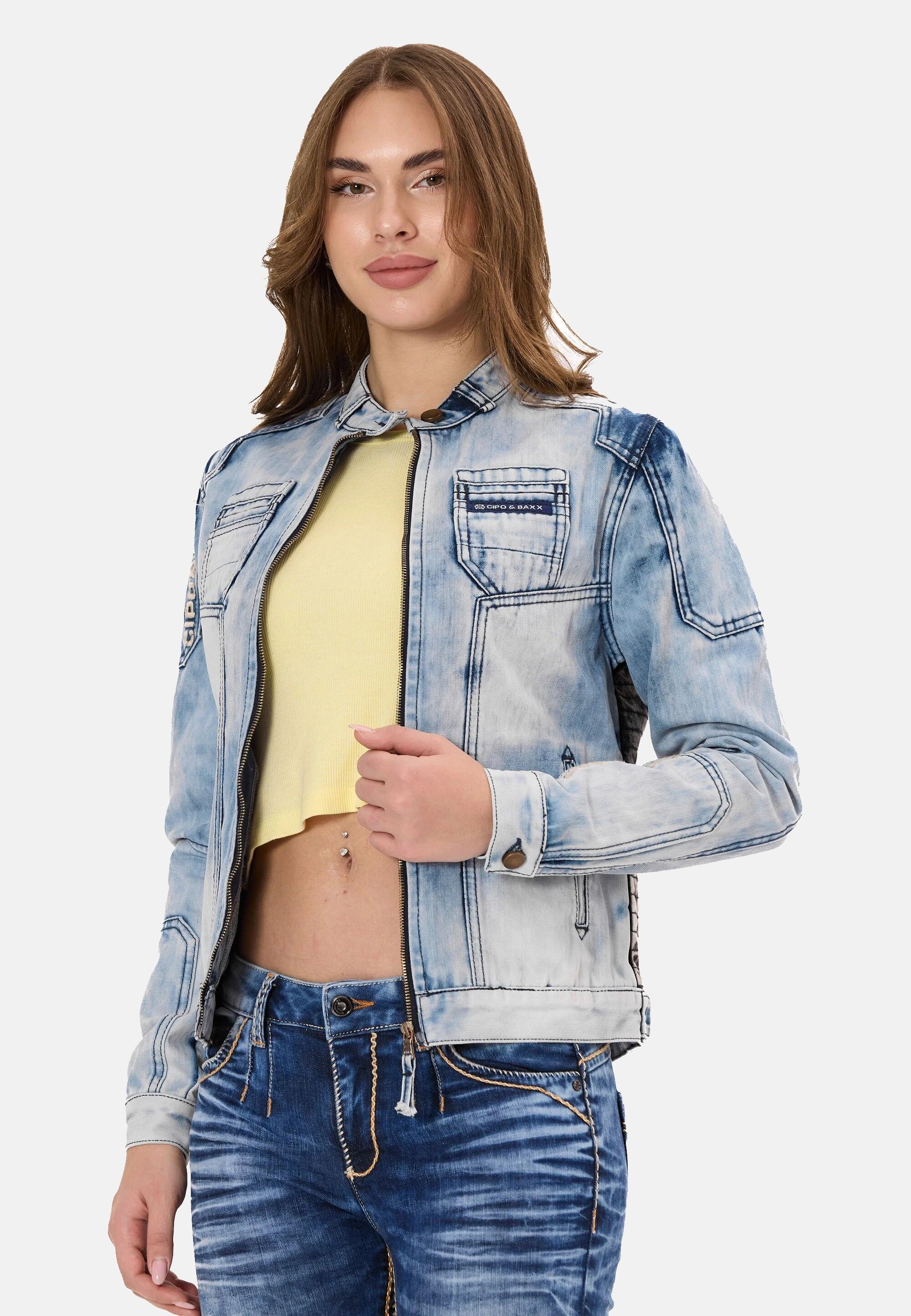 Cipo & Baxx Jeansjacke »Cipo & Baxx Jeansjacke WJ233« ohne Kapuze