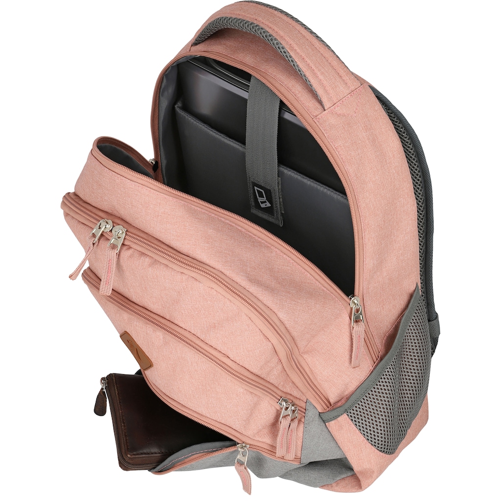 travelite Laptoprucksack »Basics Melange, rosa/grau«