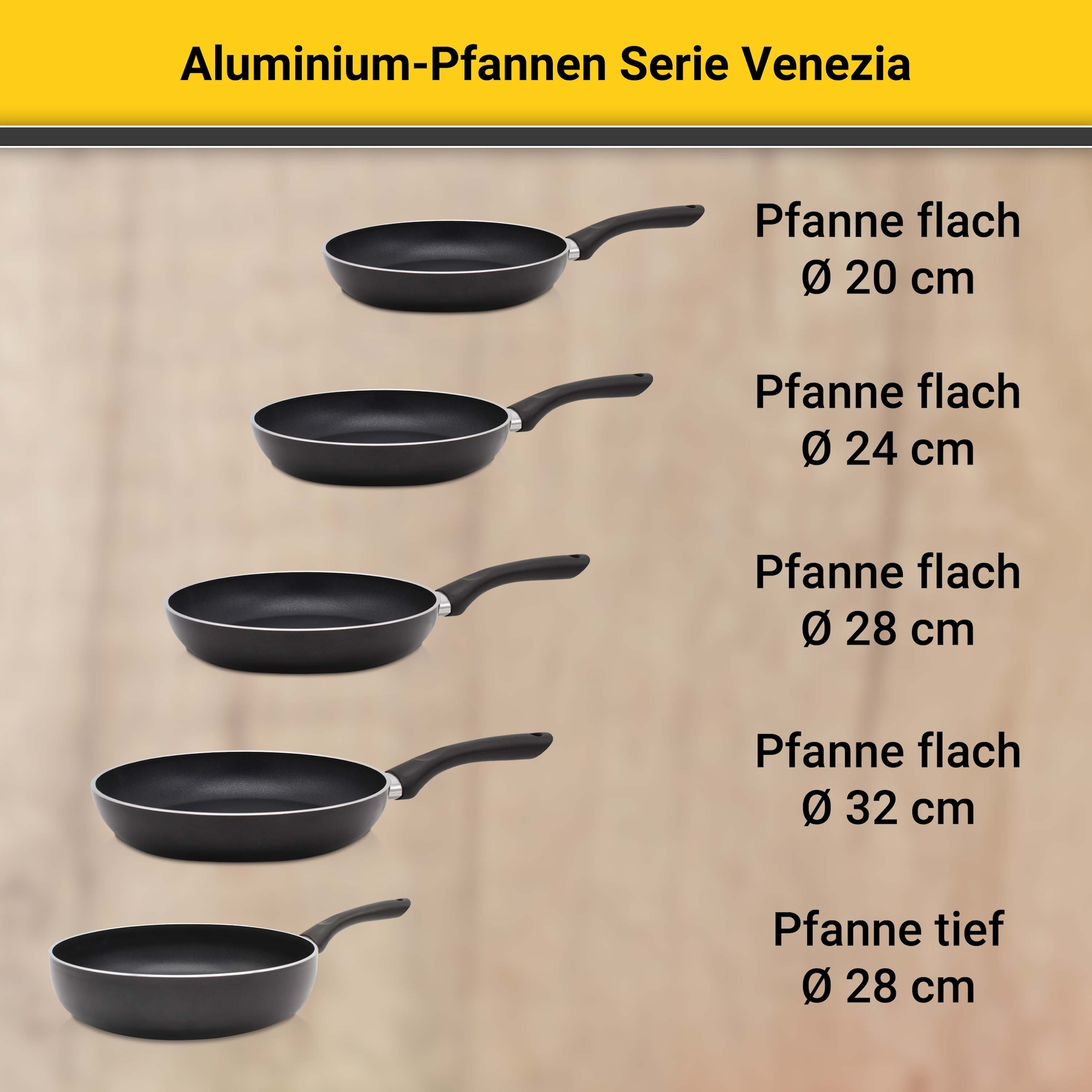 Krüger Pfannen-Set »Venezia« Aluminium Set, 2 Stk. tlg. Ø 24/28 cm, Induktion