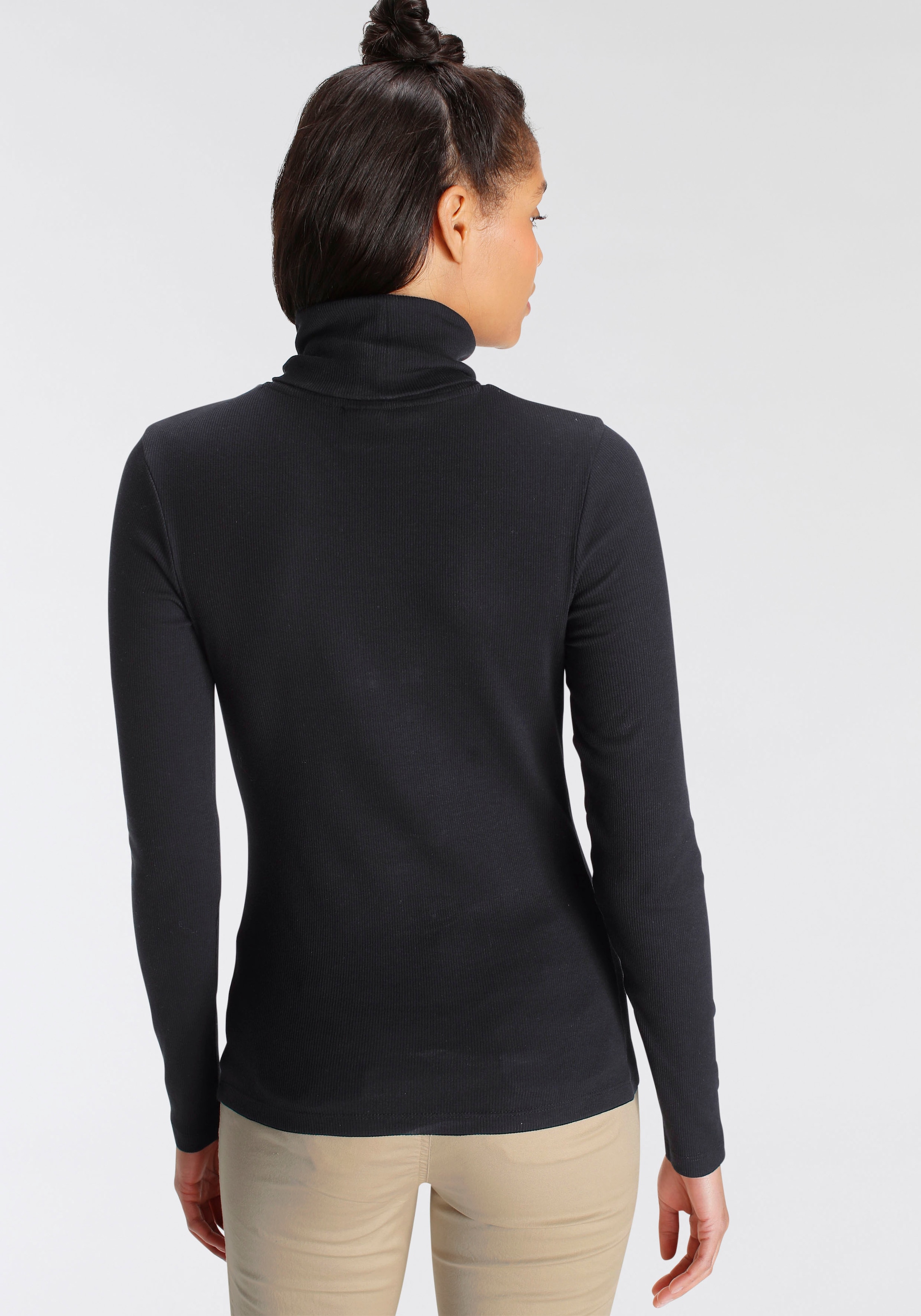 AJC Langarmshirt, sehr figurbetont, Rollkragen, Basic-Stil