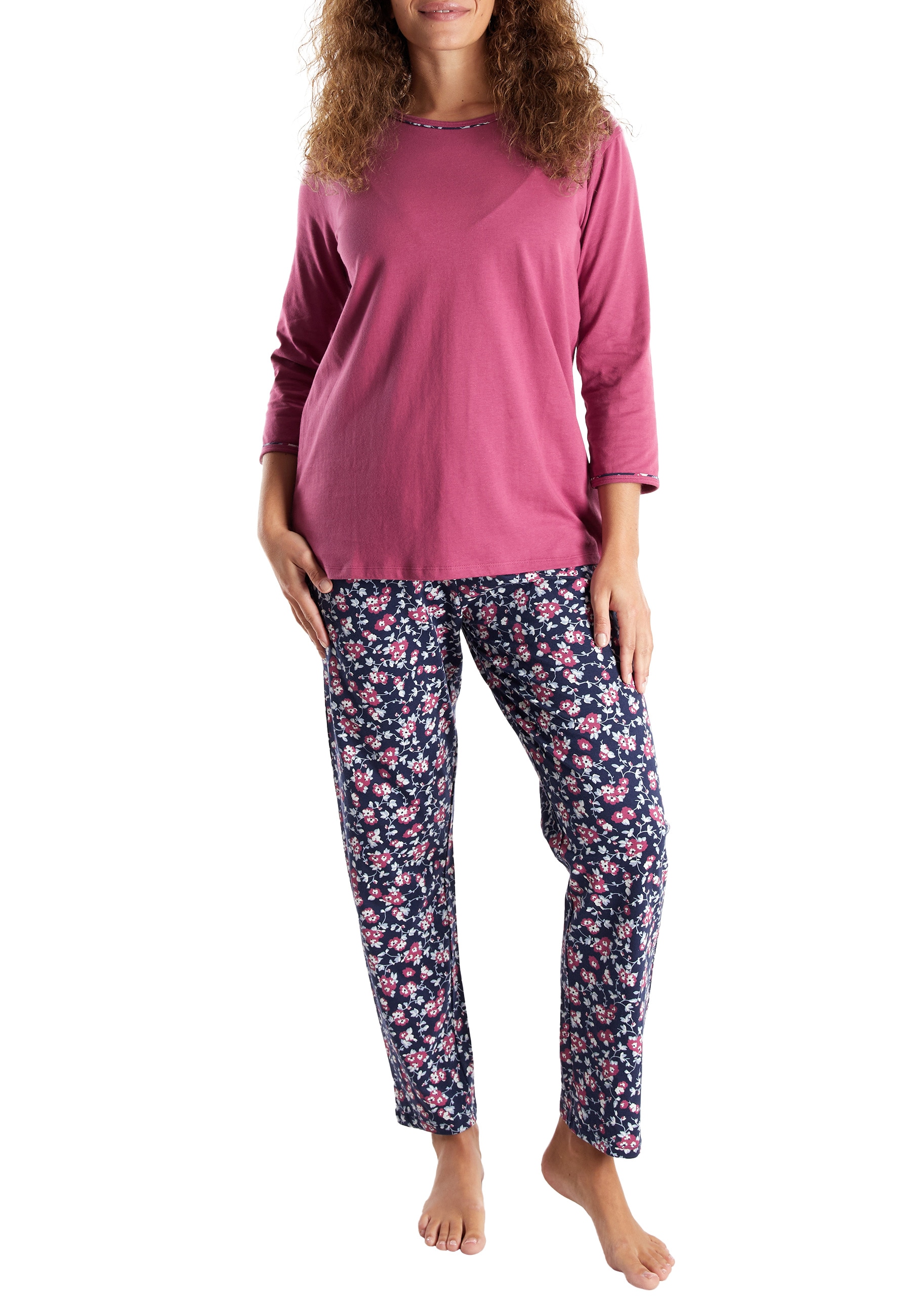 GÖTZBURG Pyjama 3/4 Arm, Rundhalsausschnitt, mit Motiv, Baumwolle