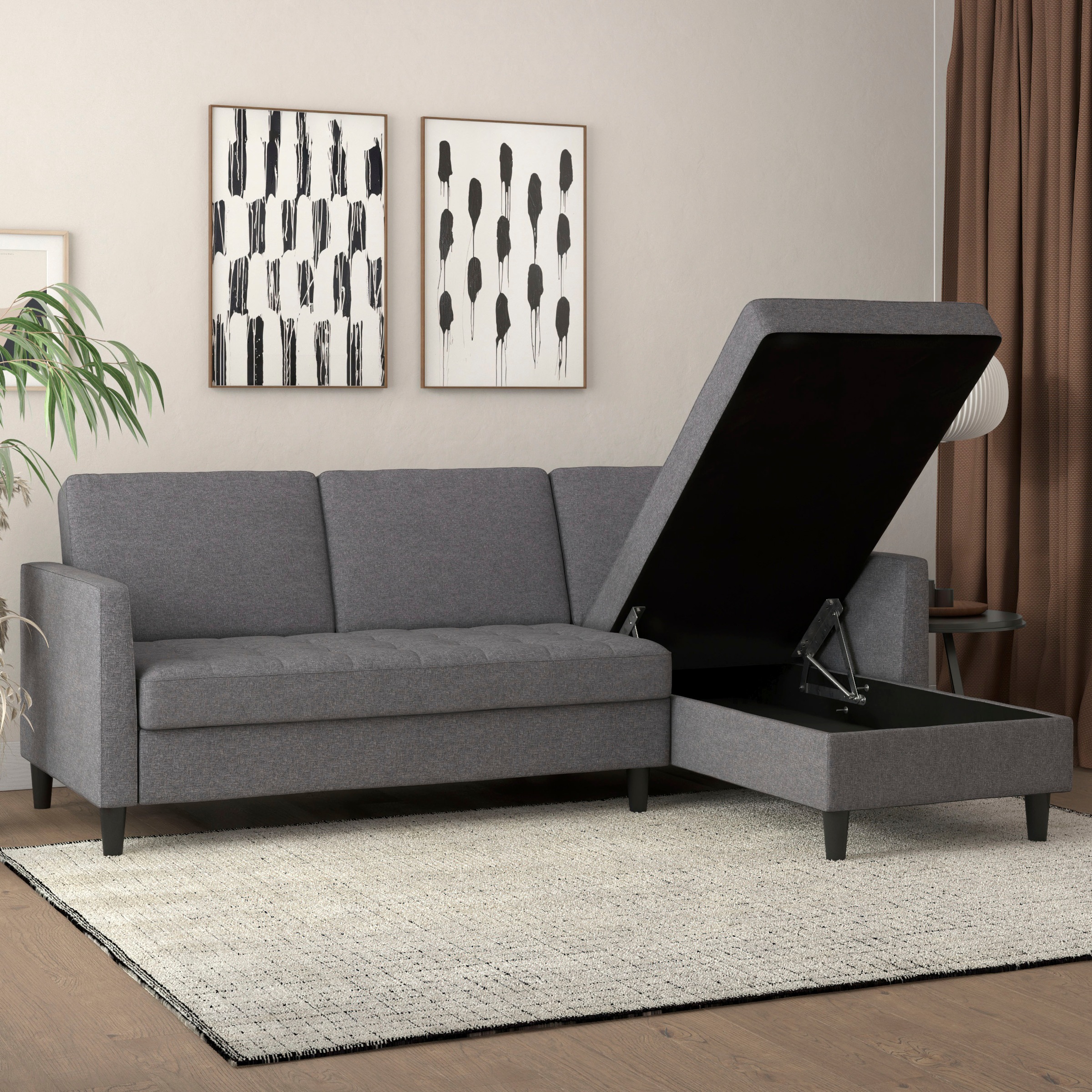 Dorel Home Ecksofa »Presley, L-Form,«, Ecksofa mit Bett-Funktion und Stauraum, verstellbare Rückenlehne