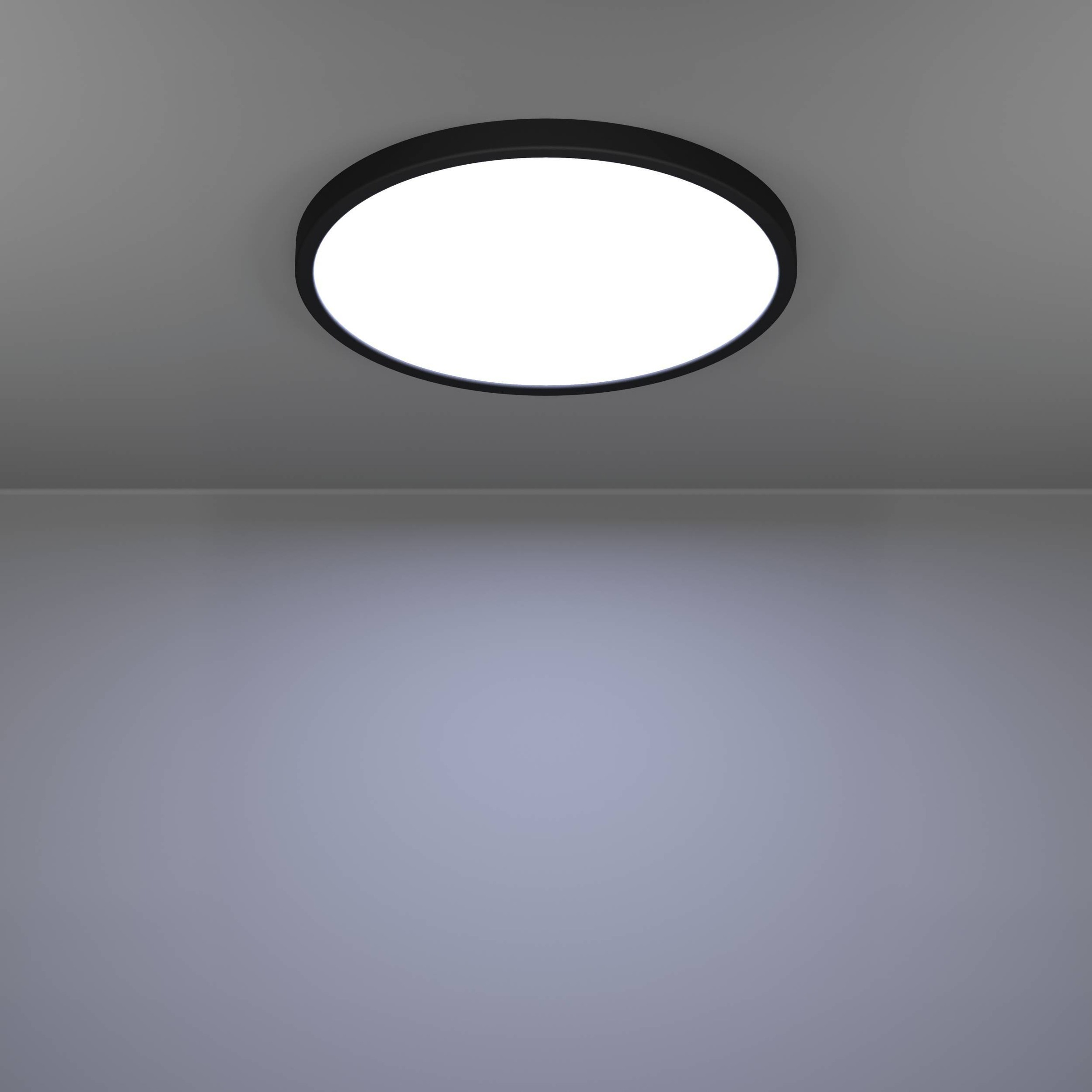 EGLO Aufbauleuchte »Fueva 6 Aufbaulampe, Metall und Kunststoff, Deckenbeleuchtung, Lampe« LED-Modul 1 Stk. Kaltweiß | Neutralweiß | Warmweiß Aufbauleuchte - H2,5 x Ø38,9 cm - schwarz - 17W inkl.