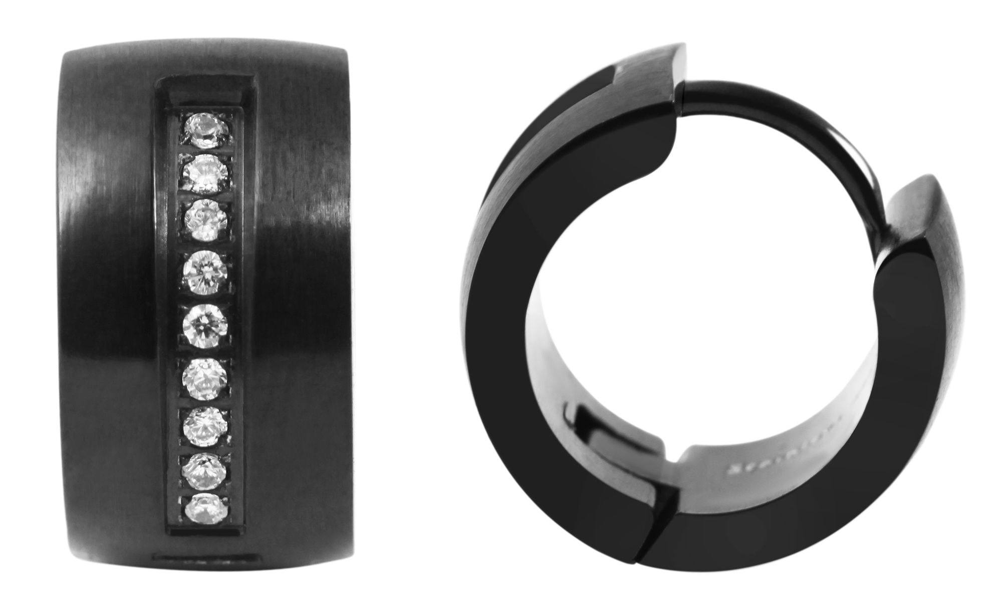 Adelia´s Paar Creolen »Damen Ohrringe ¿ Klappcreole aus Edelstahl mit Strass Steinchen«