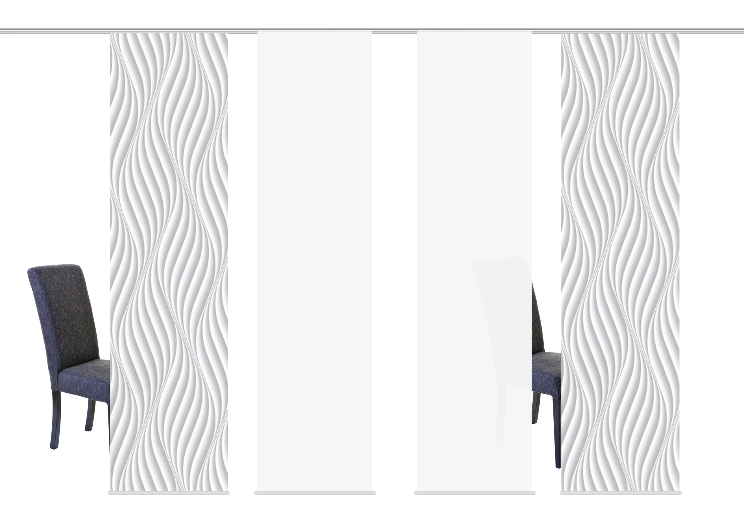 HOME WOHNIDEEN Schiebegardine »WAVES« Klettband 4 Stk. tlg. HxB: 245x60, inkl. Befestigungszubehör