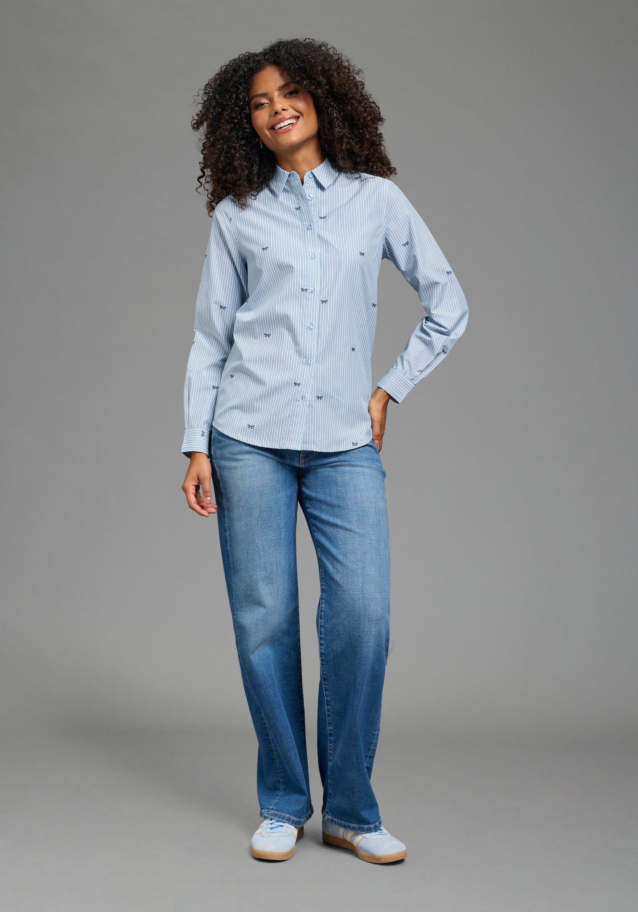 Laura Scott Hemdbluse Langarm, mit 1-Knopf-Manschette, bedruckte Optik