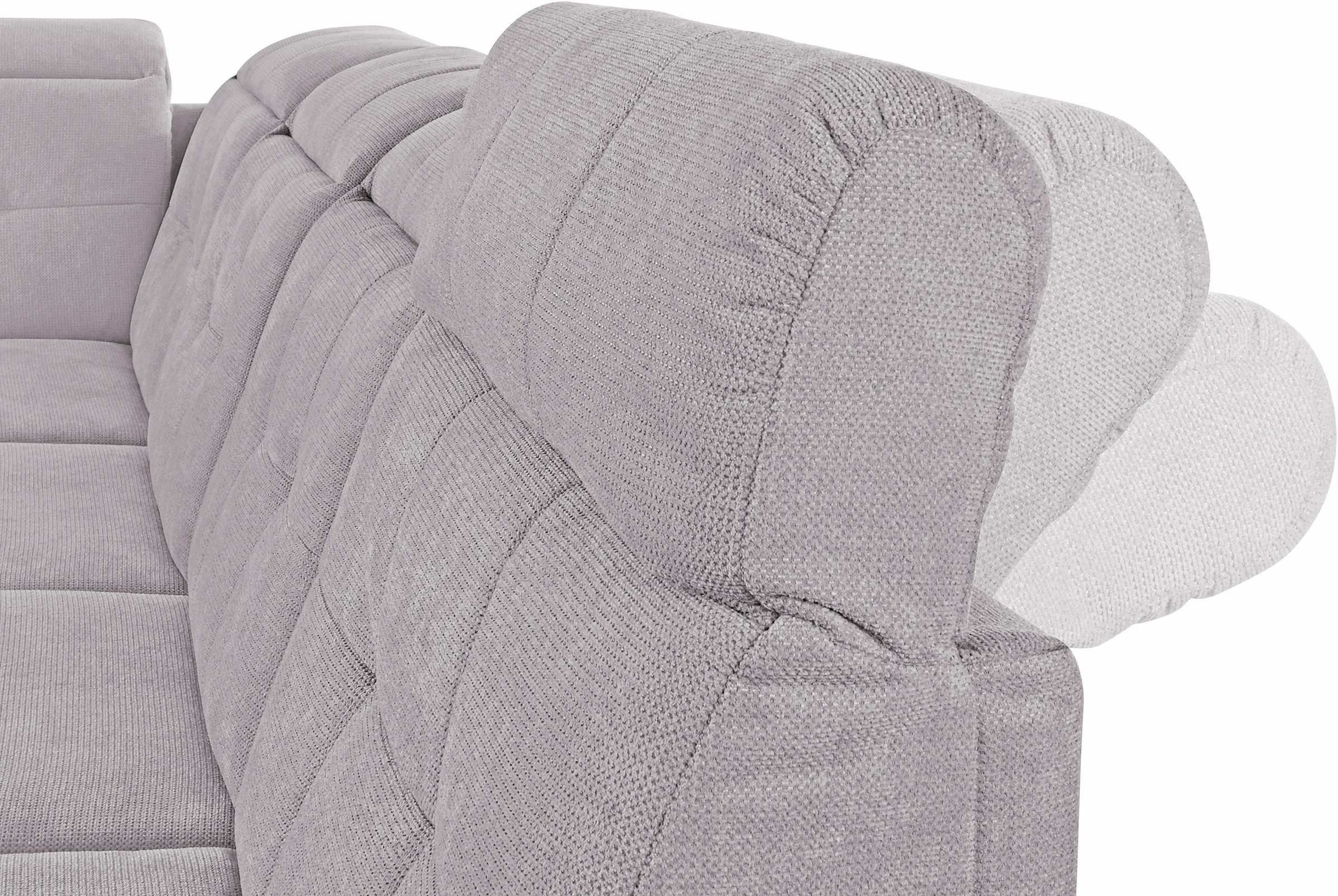Places of Style Wohnlandschaft »Manhattan U-Form«, 2 Sitze mit elektrischer Relaxfunktion, verstellbare Armlehnen