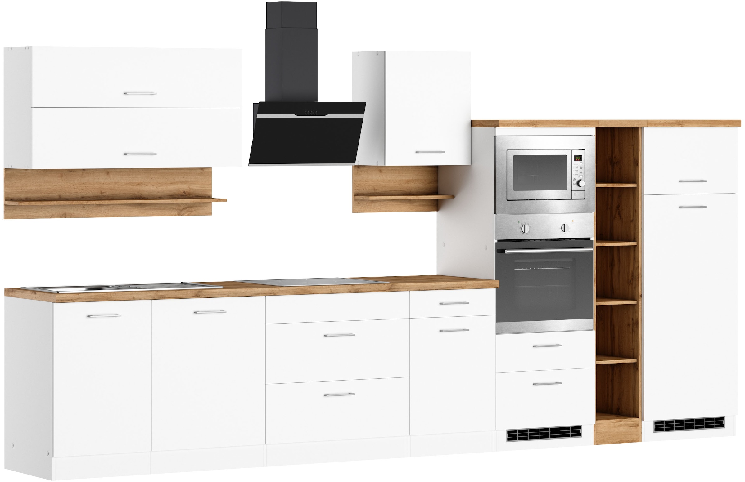 KOCHSTATION Küchenzeile »KS-Milan« 390 cm breit, viel Stauraum, wahlweise mit E-Geräten