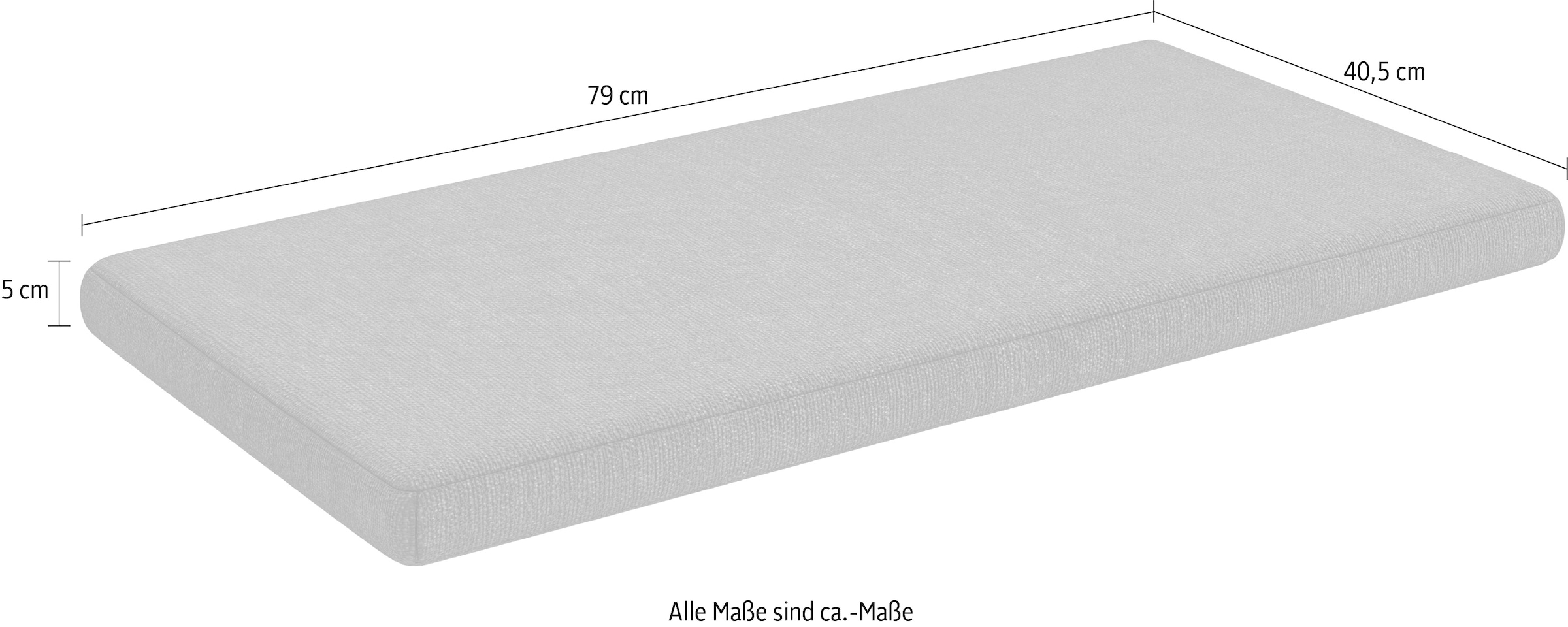 Places of Style Sitzauflage »Belva«, Sitzauflage in Dunkelgrau für Bänke und Hocker - (B/T/H) 79/40,5/5 cm