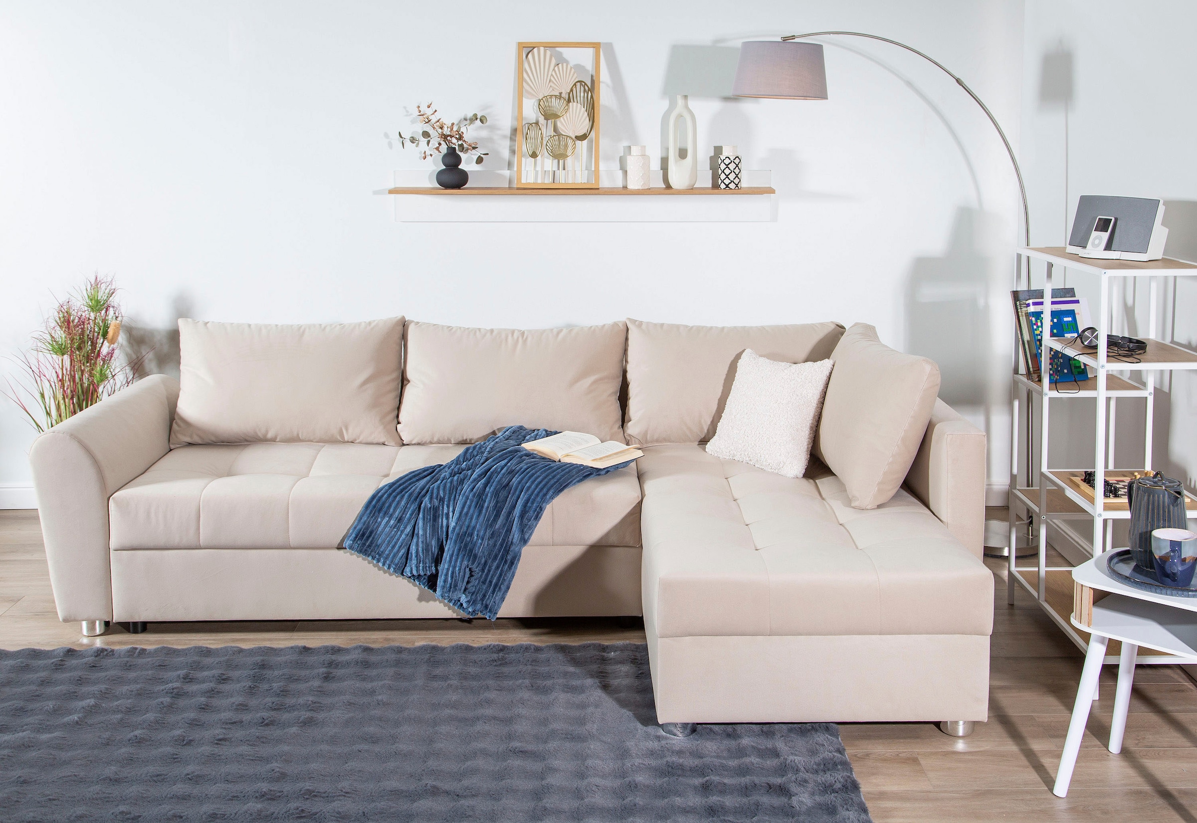 COLLECTION AB Ecksofa, Ecksofa,Bettfunktion,Bettkasten,Bonnelfederkern, Rückenkissen