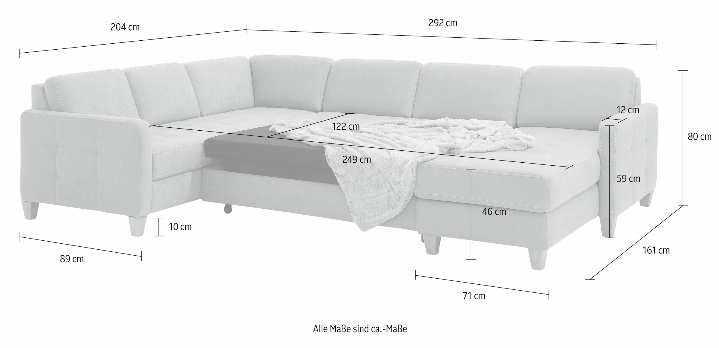 Home affaire Wohnlandschaft »Earl U-Form«, wahlweise auch mit Bettfunktion oder Bettfunktion mit Bettkasten