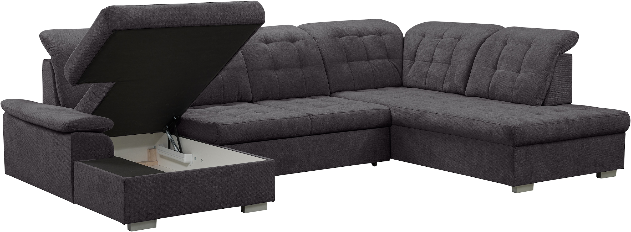 WERK2 Wohnlandschaft »Kordula-New U-Form«, Sofa in U-Form mit Schlaffunktion & Bettkasten, Schlafcouch