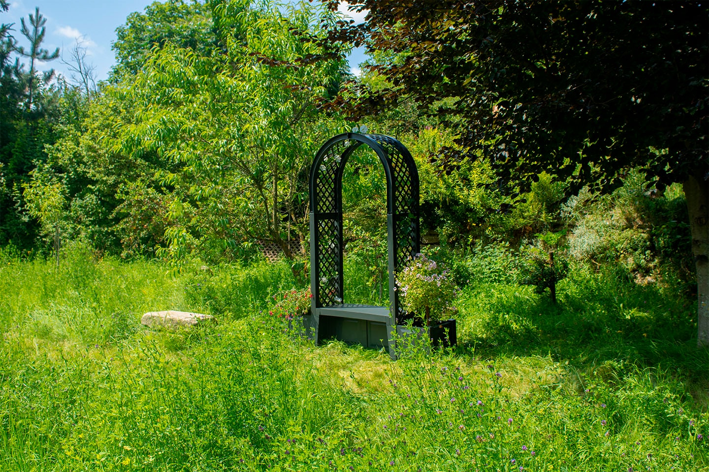 KHW Gartenbank »Brüssel«, mit Rosenbogen und zwei Pflanzkästen, anthrazit