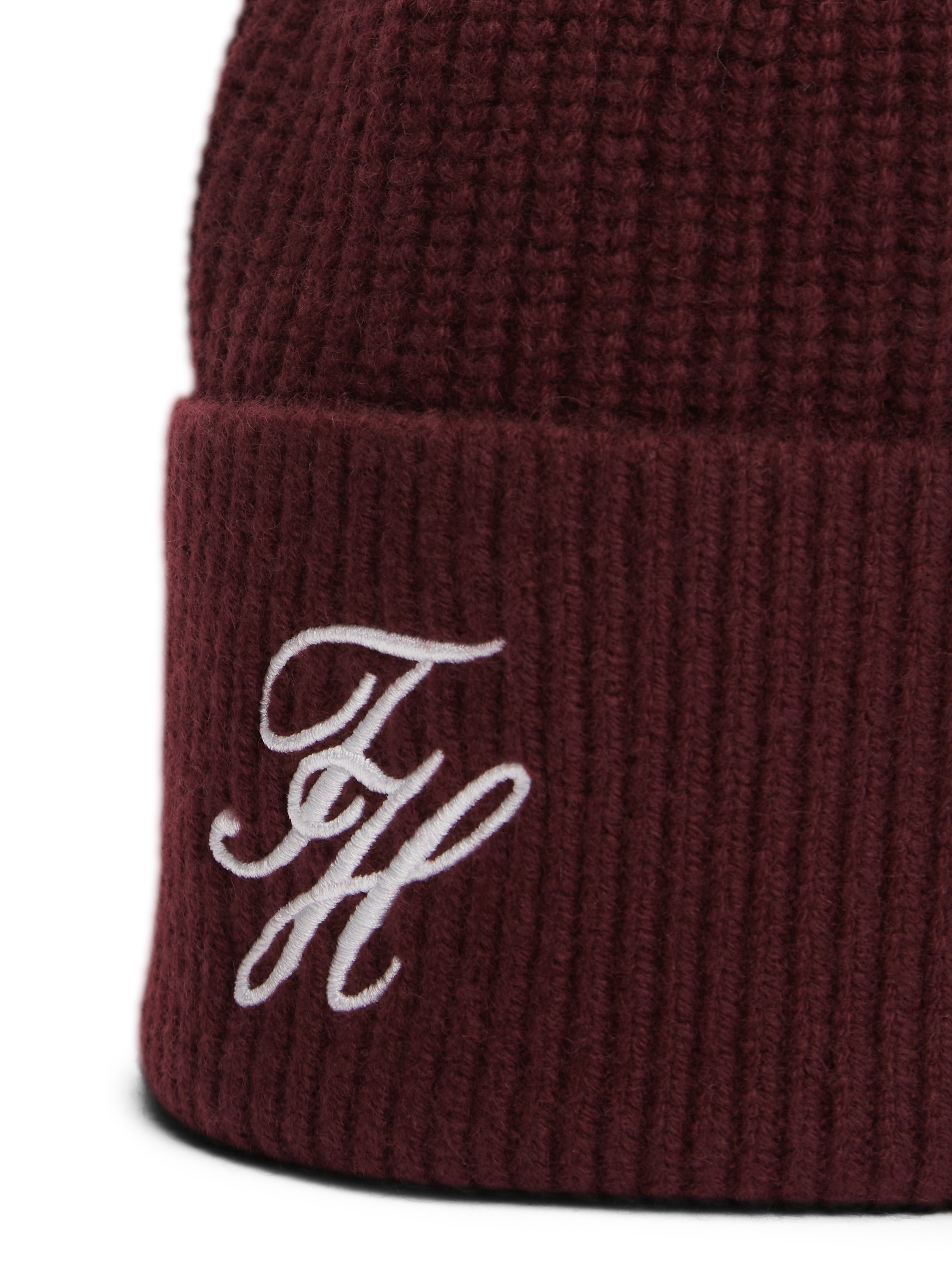 Tommy Hilfiger Beanie »TOMMY SCRIPT CASHMERE« aus Kaschmirmix mit gesticktem Logo, Maße 21 x 24,5 cm