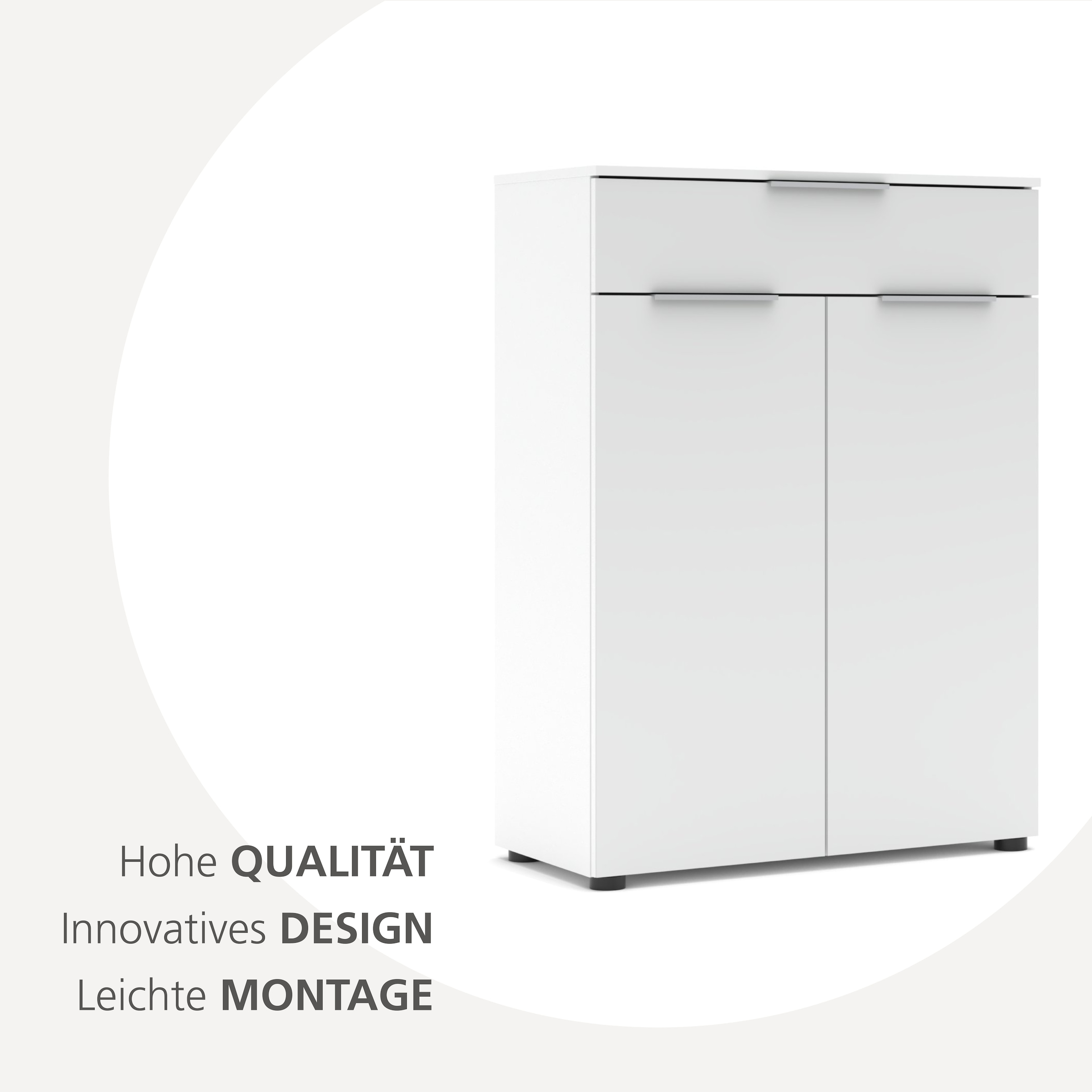 Innostyle Aktenschrank »Büroschrank Santorin, 80/110/38 cm ( B/H/T)« 1 Stk. tlg. 2 türig, 1 Schubkasten, Softclose, Klarglas, ABS Schutzkante