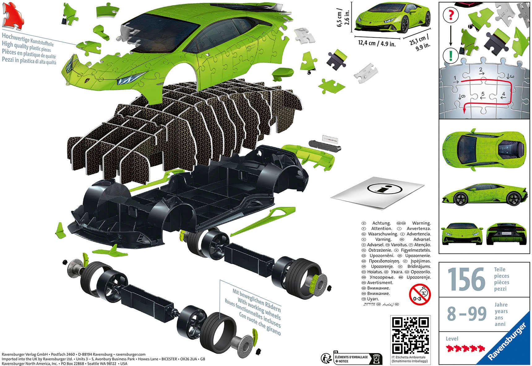 Ravensburger 3D-Puzzle »Lamborghini Huracán EVO - Verde«, (108 tlg.)