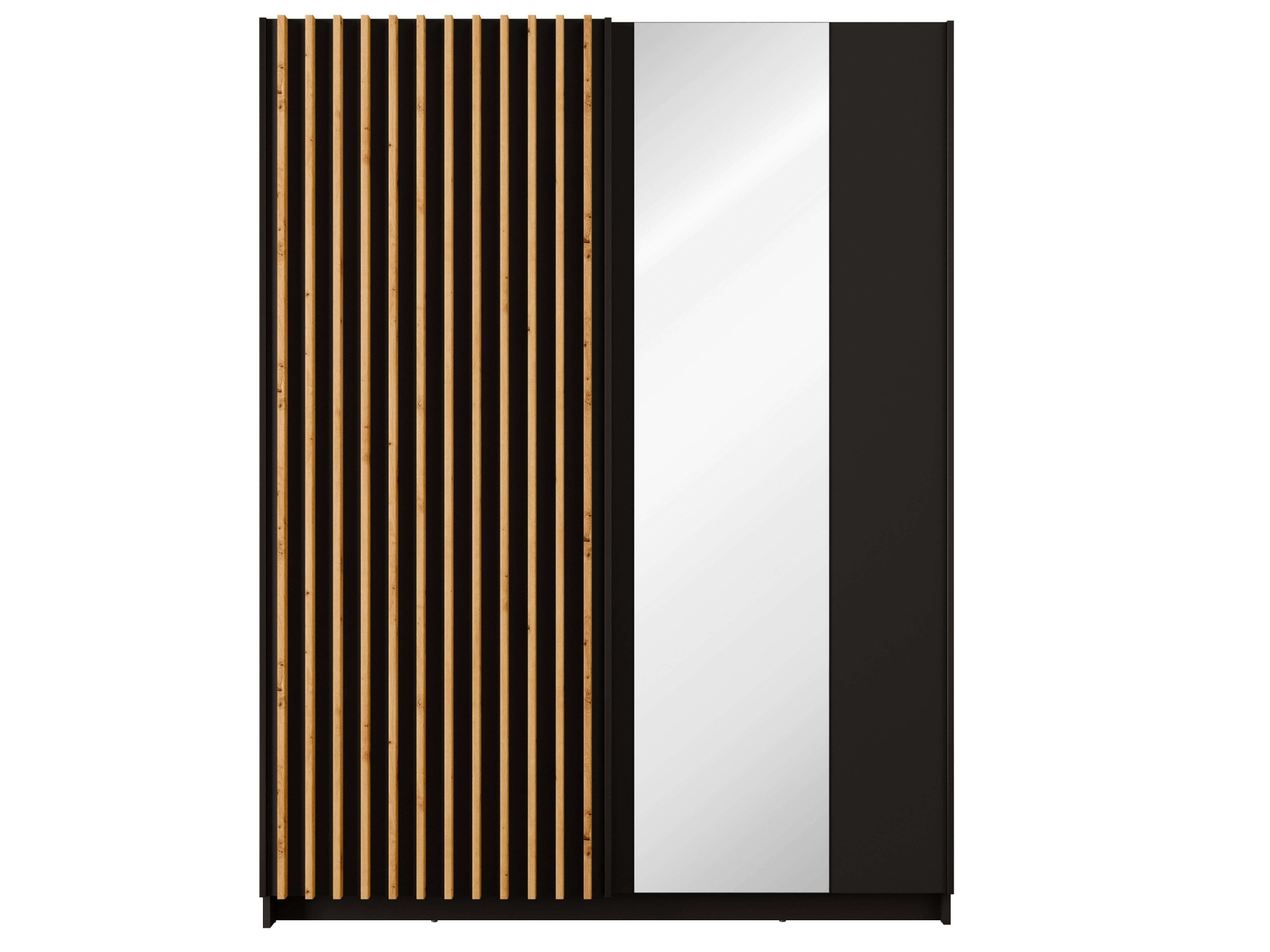 INOSIGN Kleiderschrank »Kleiderschrank Camden mit Spiegel, 4 Einlegeböden und Kleiderstange«, Garderobe mit 2 Schwebetüren und Lamellen, BxHxT 150,5x198,5x61,6 cm