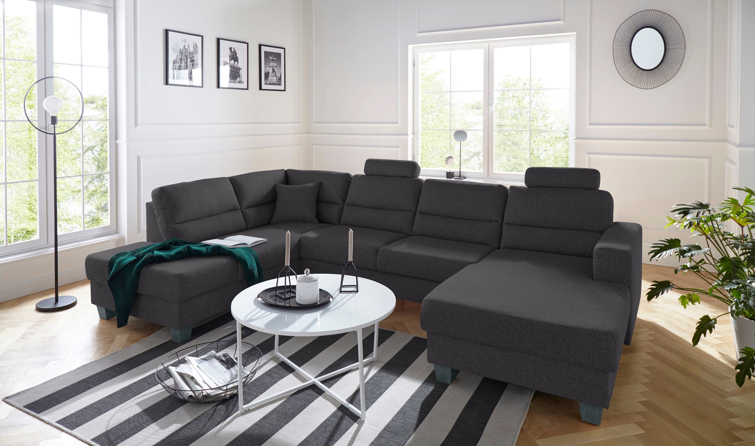 TRENDMANUFAKTUR Wohnlandschaft »Chamber, U-Form«, inklusive zwei Kopfstützen, wahlweise mit Bettfunktion