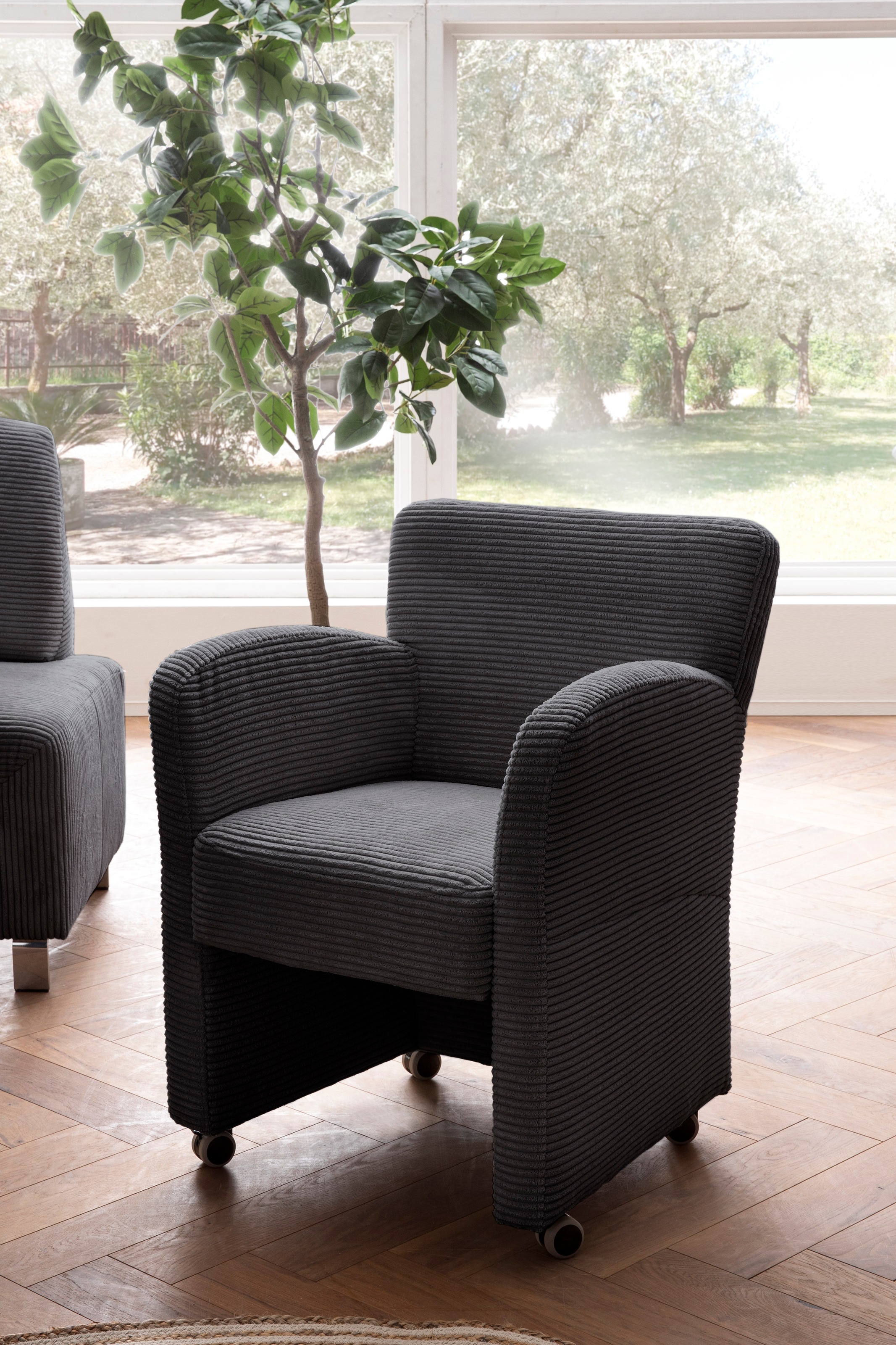 exxpo - sofa fashion Sessel »Intenso, Loungesessel, modern, wahlweise in Leder oder Textil«, hohe Bodenfreiheit, frei im Raum stellbar, hoher Sitzkomfort