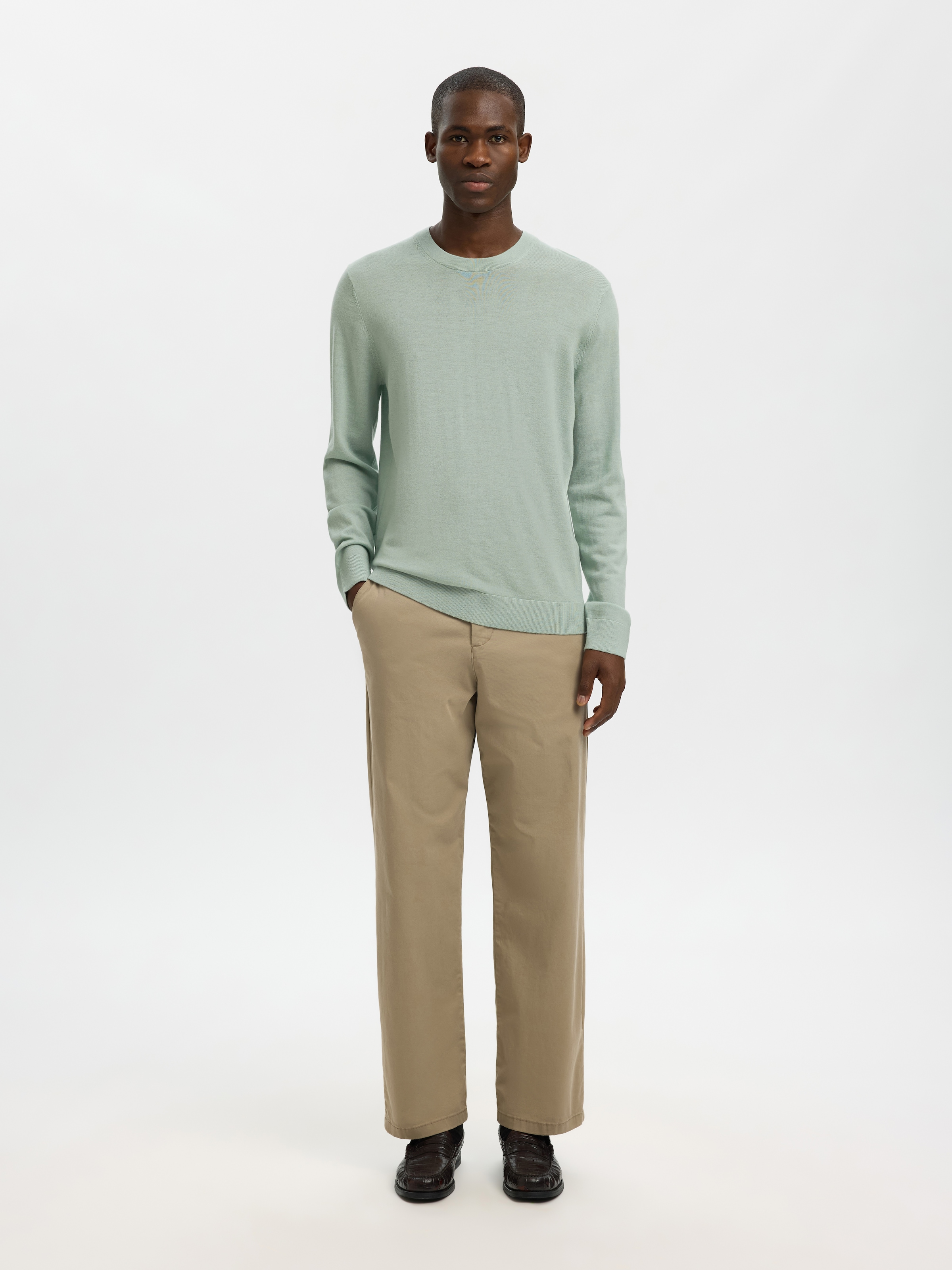 SELECTED Strickpullover »SLHTRAY LS KNIT MERINO CREW NECK NOOS« Wolle, regular fit