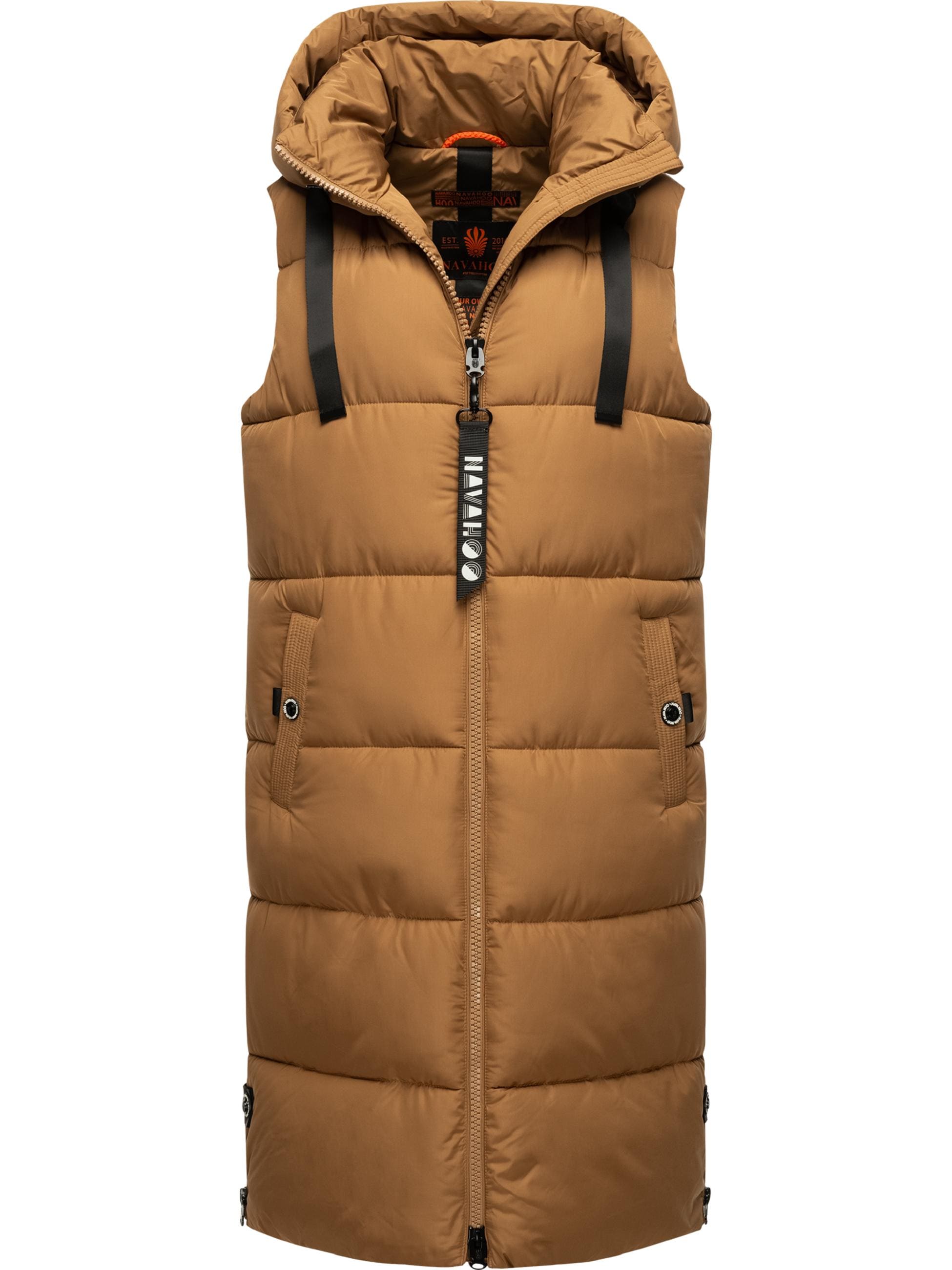 Navahoo Steppweste »Steppweste Schnuffelchen«, (1 tlg.), warme Damen Outdoor-Weste lang mit Kapuze