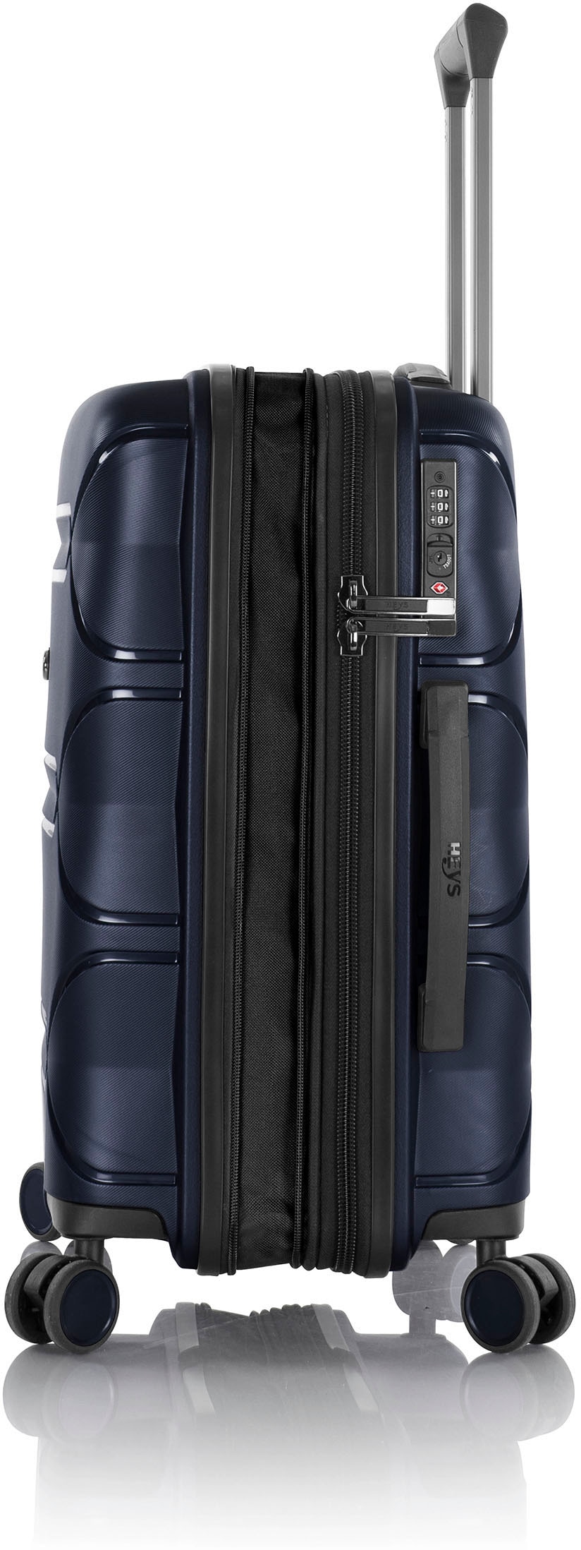 Heys Hartschalen-Trolley »Milos navy blau, 53 cm«, 4 Rollen, Hartschalen-Koffer Handgepäck-Koffer TSA Schloss Volumenerweiterung