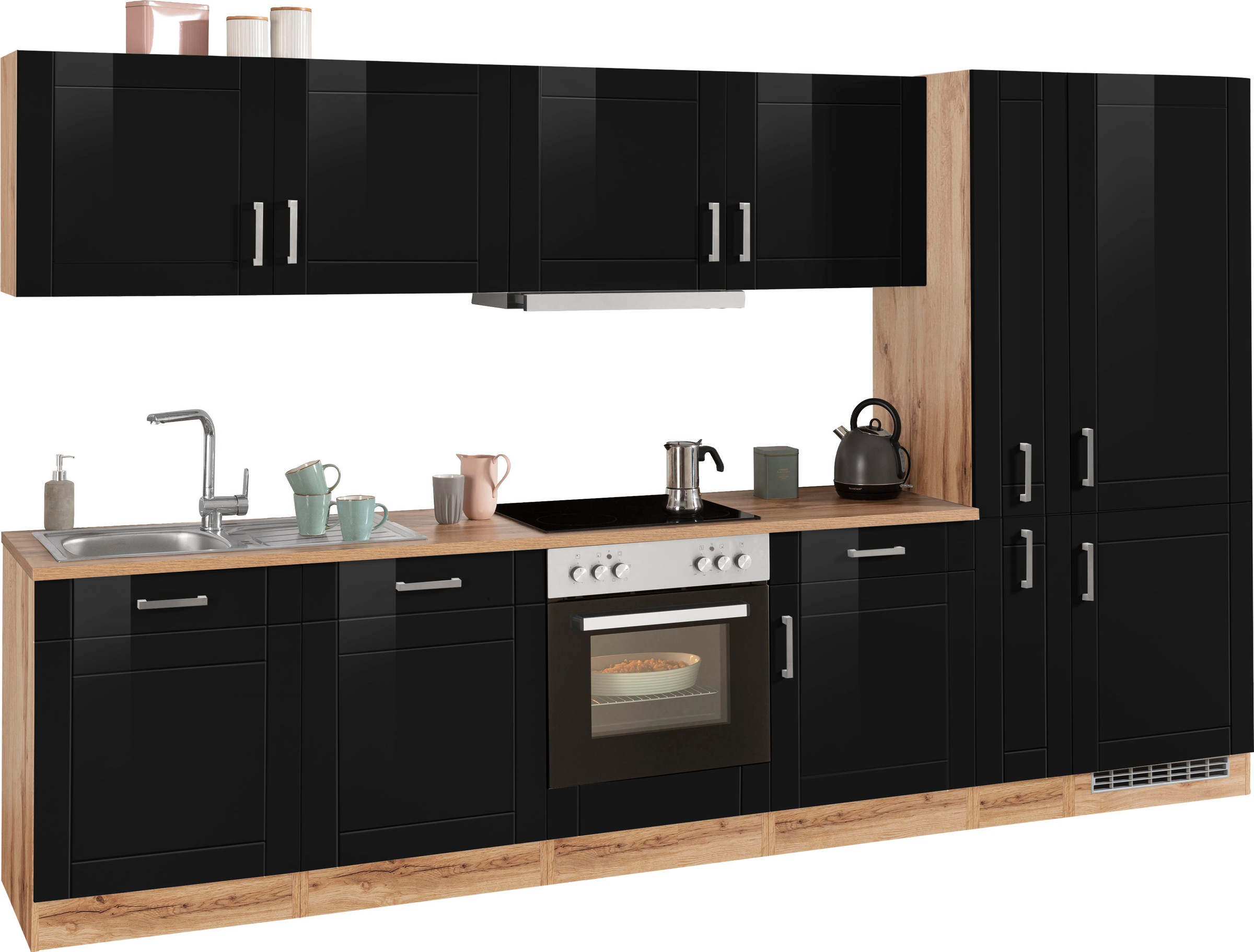 KOCHSTATION Küchenzeile »KS-Tinnum« mit E-Geräten, Breite 330 cm