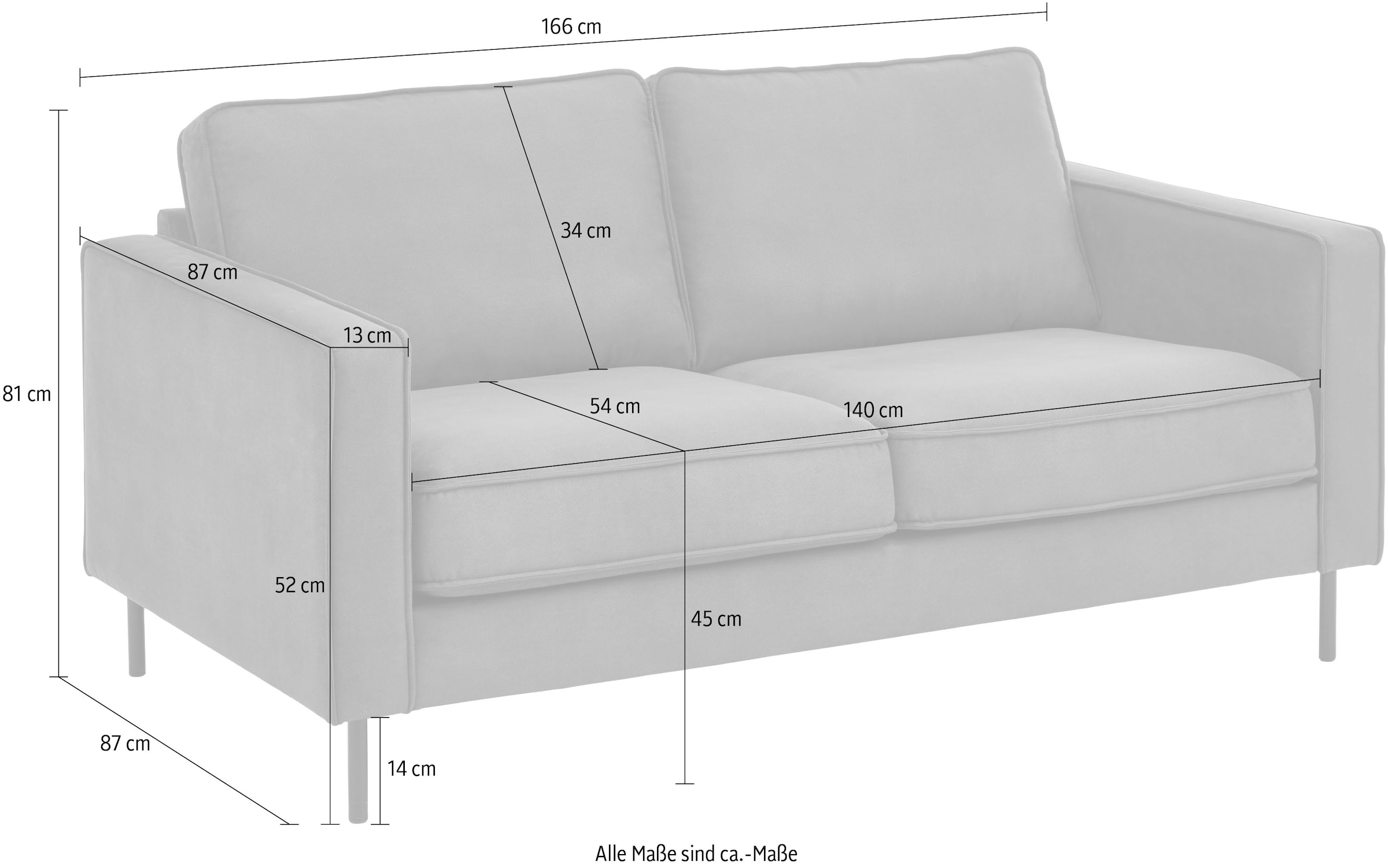 ATLANTIC home collection 2-Sitzer »Weston«, im skandinavischem Stil, mit Wellenunterfederung