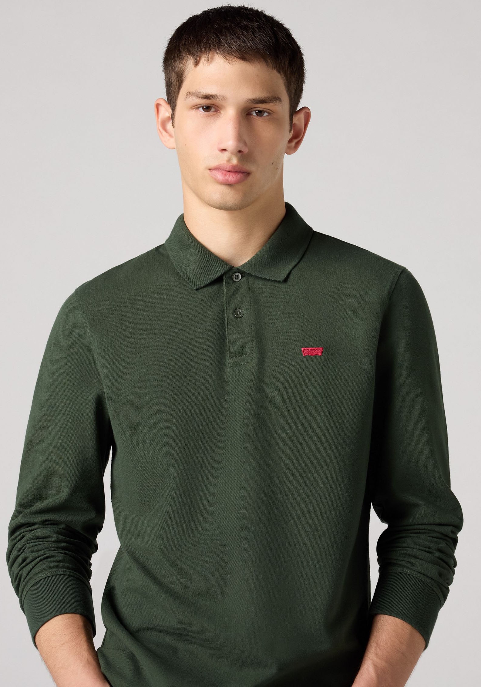 Levi's® Langarm-Poloshirt, mit Logo Stickerei